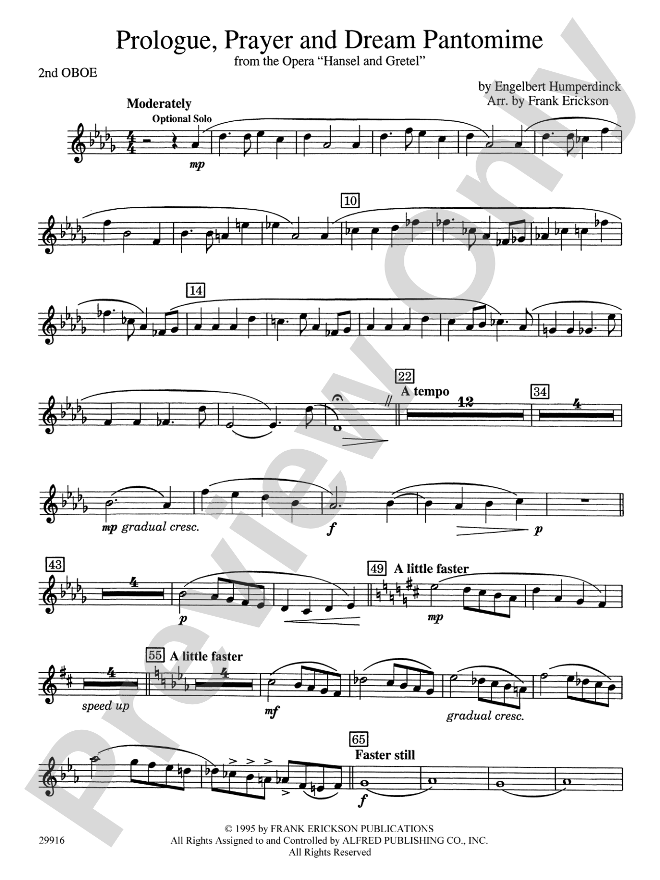 Prologue Prayer and Dream Pantomime (from the opera Hansel and Gretel): 2nd Oboe