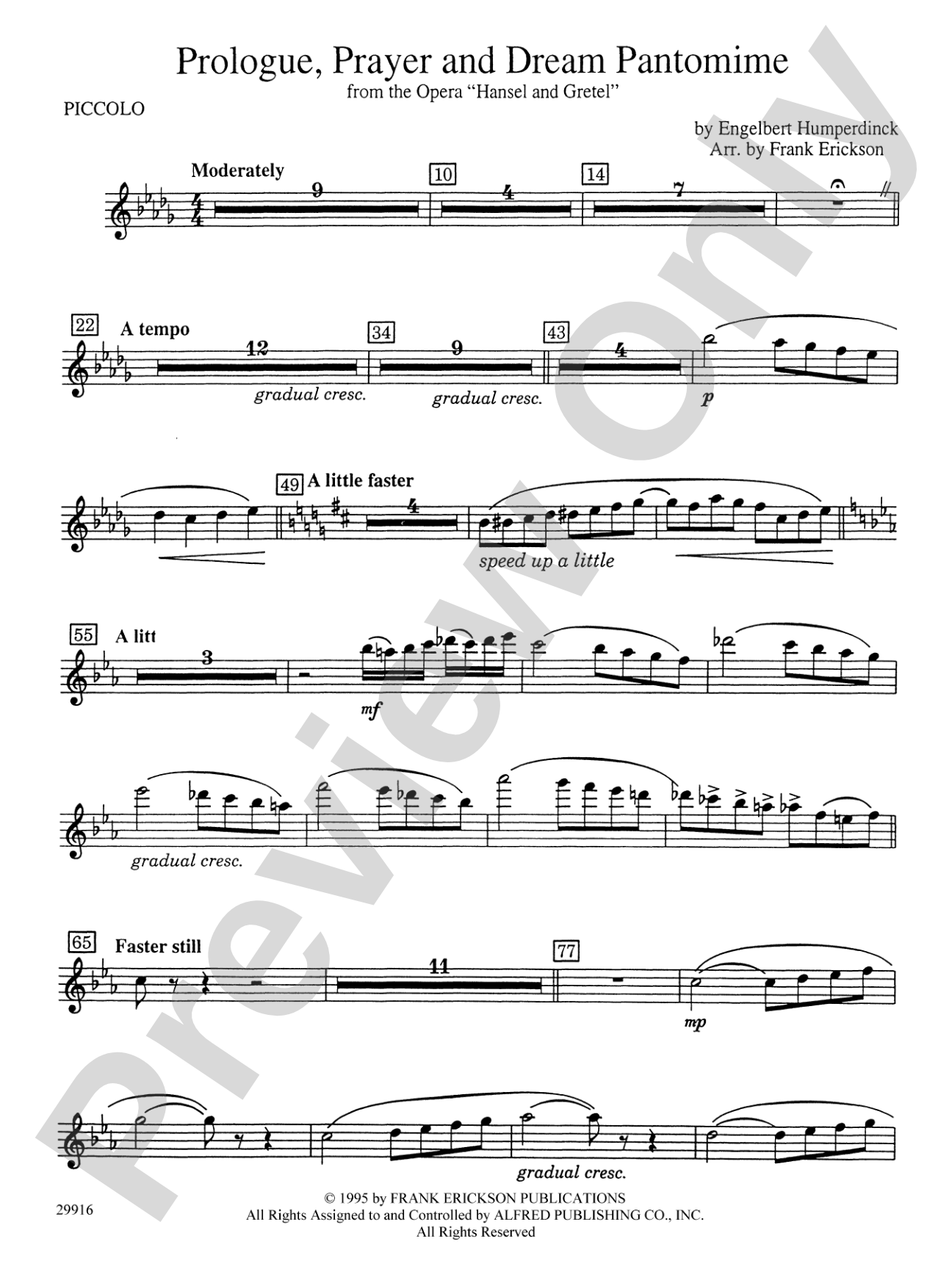 Prologue Prayer and Dream Pantomime (from the opera Hansel and Gretel): Piccolo