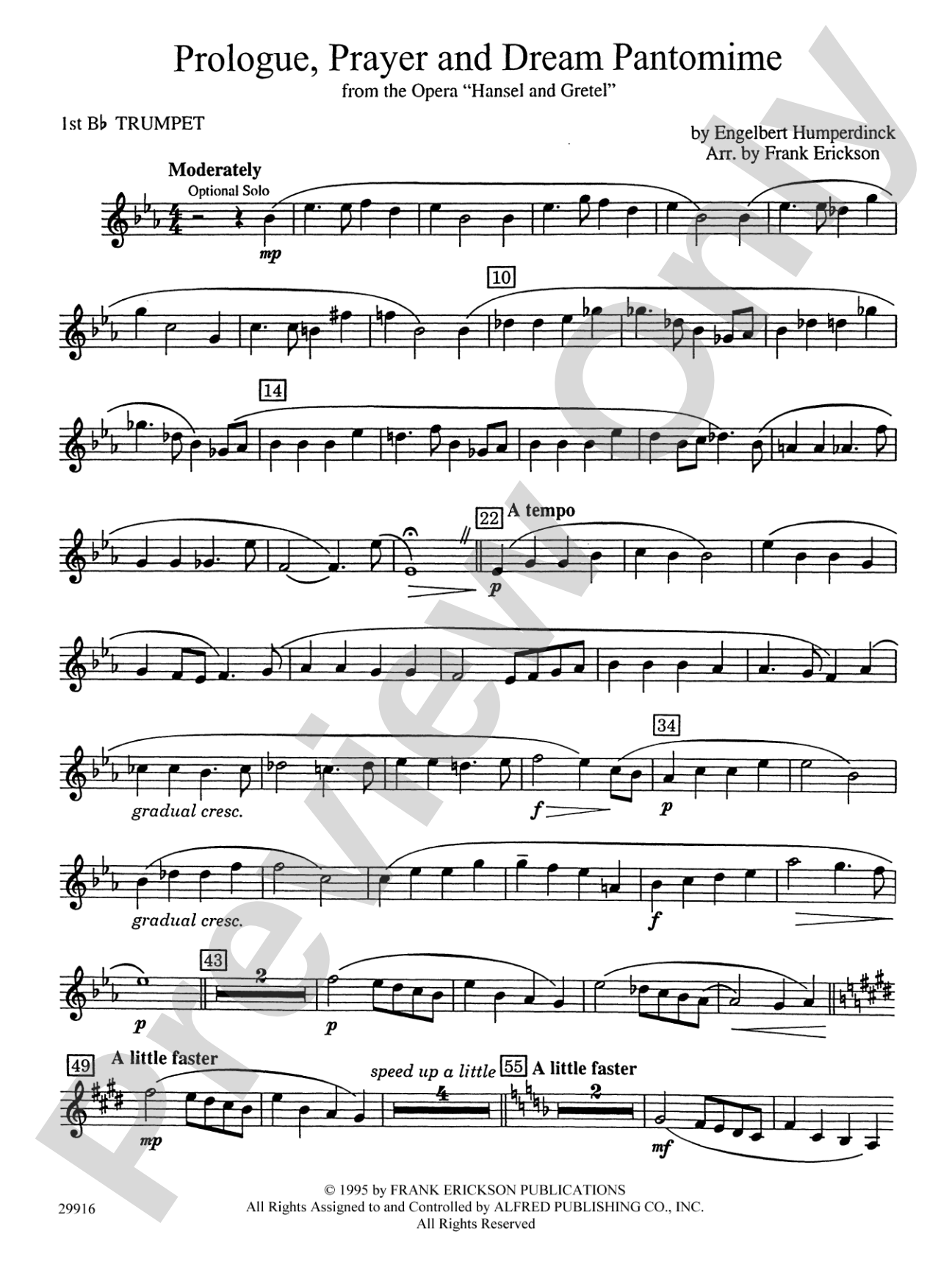 Prologue Prayer and Dream Pantomime (from the opera Hansel and Gretel): 1st B-flat Trumpet