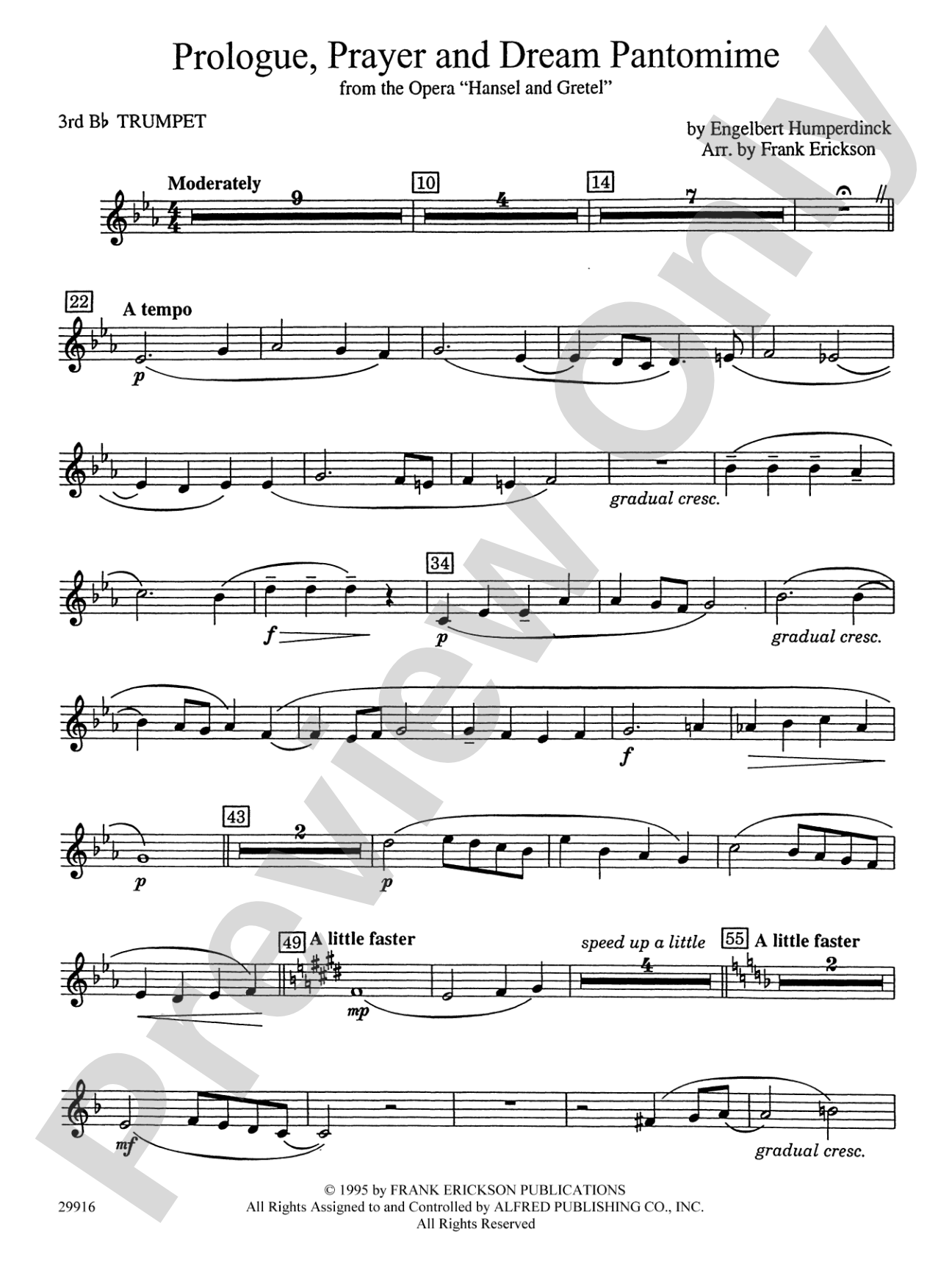 Prologue Prayer and Dream Pantomime (from the opera Hansel and Gretel): 3rd B-flat Trumpet