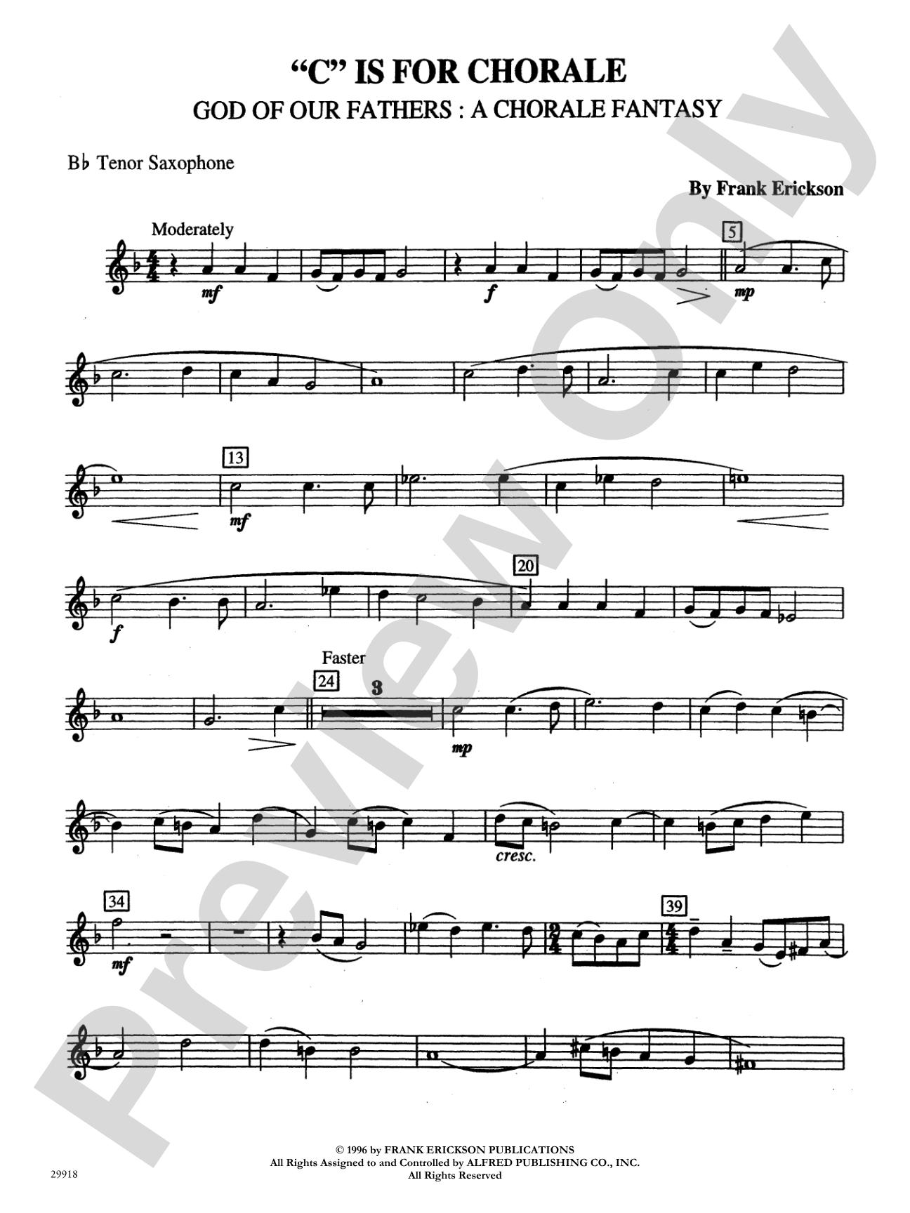 "C" Is for Chorale (God of Our Fathers: A Chorale Fantasy): B-flat Tenor Saxophone