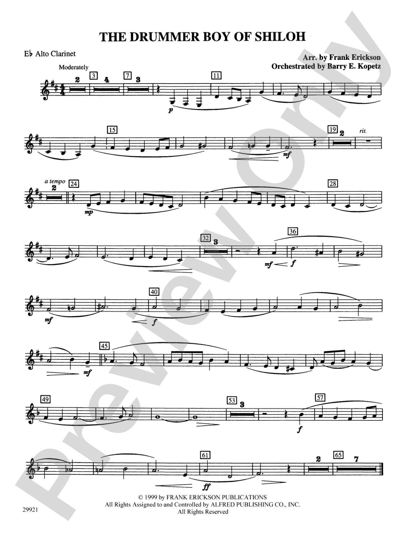 The Drummer Boy of Shiloh: E-flat Alto Clarinet