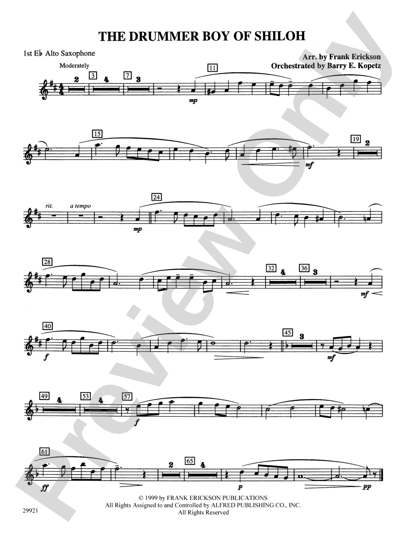 The Drummer Boy of Shiloh: E-flat Alto Saxophone