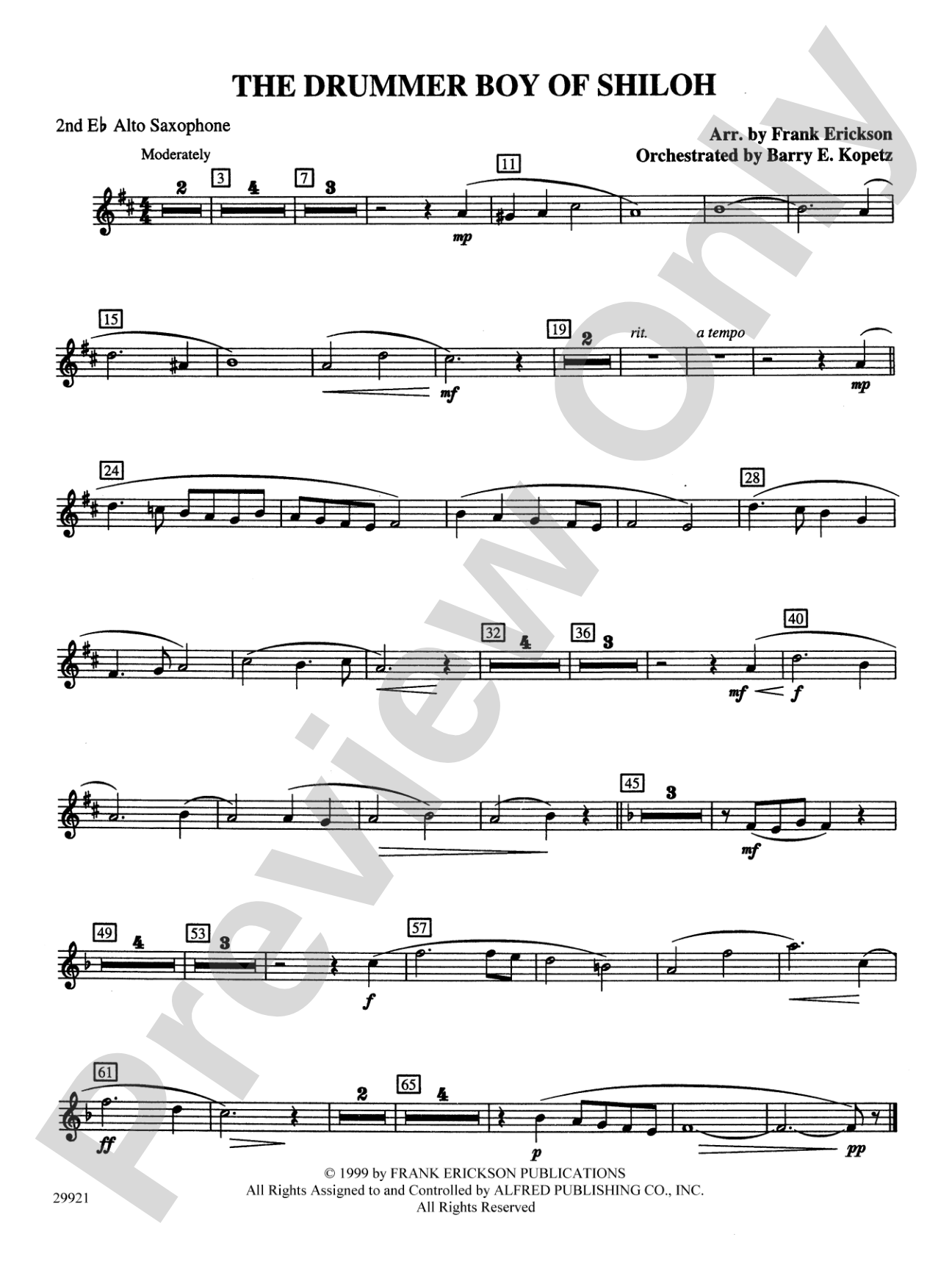 The Drummer Boy of Shiloh: 2nd E-flat Alto Saxophone
