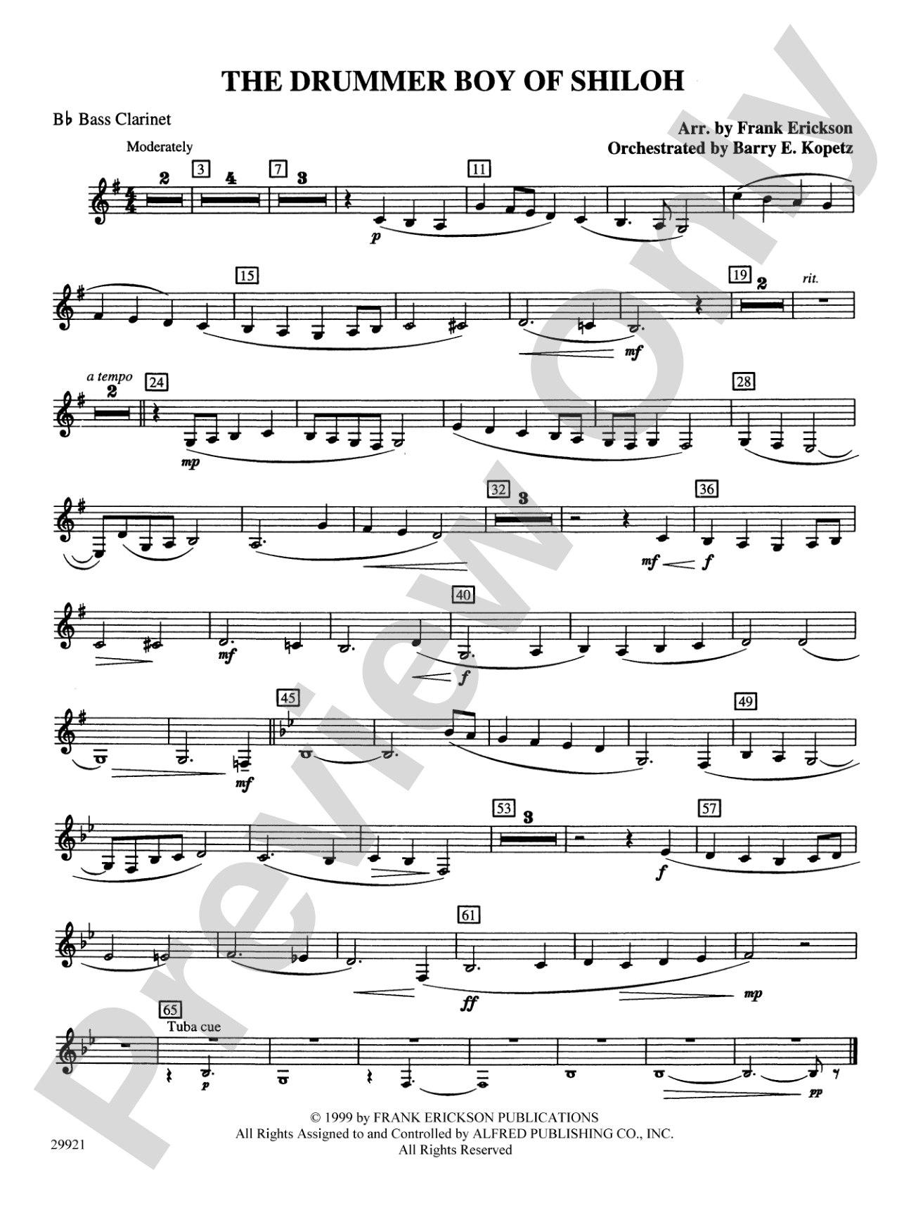 The Drummer Boy of Shiloh: B-flat Bass Clarinet