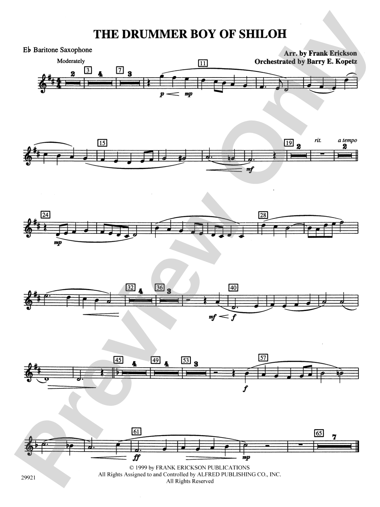 The Drummer Boy of Shiloh: E-flat Baritone Saxophone
