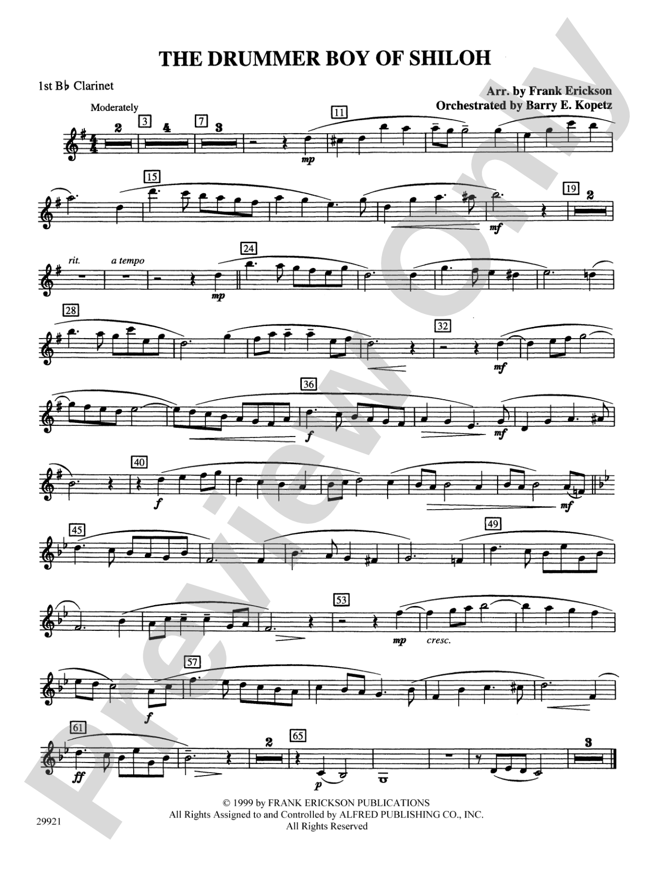 The Drummer Boy of Shiloh: 1st B-flat Clarinet