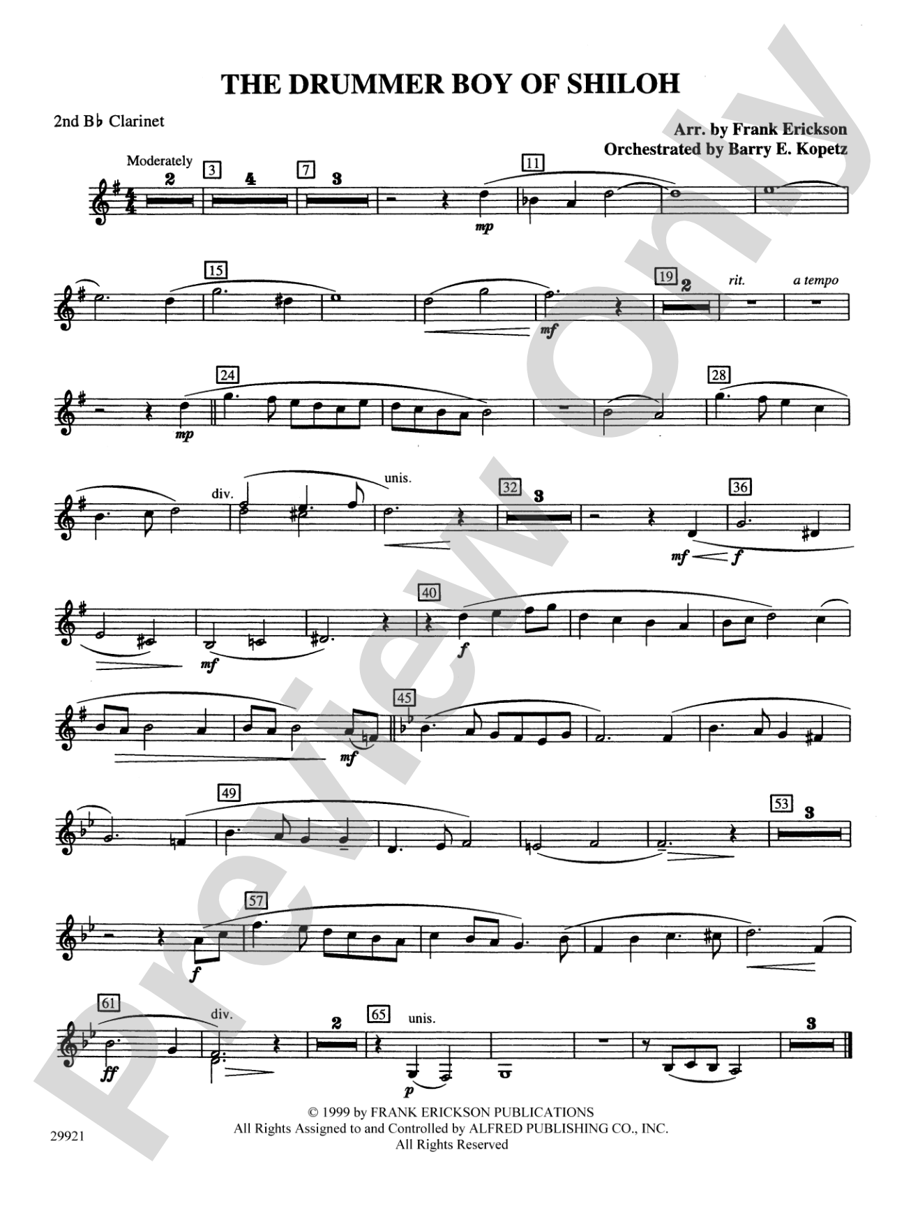 The Drummer Boy of Shiloh: 2nd B-flat Clarinet