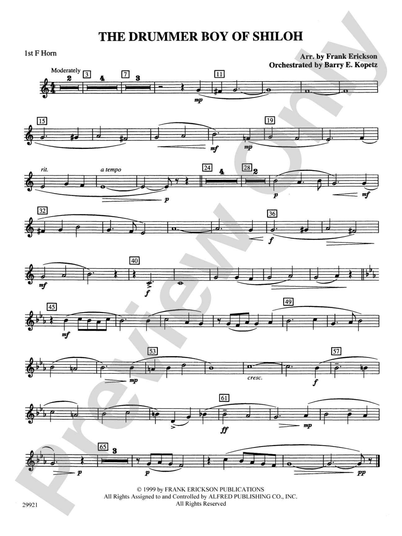 The Drummer Boy of Shiloh: 1st F Horn