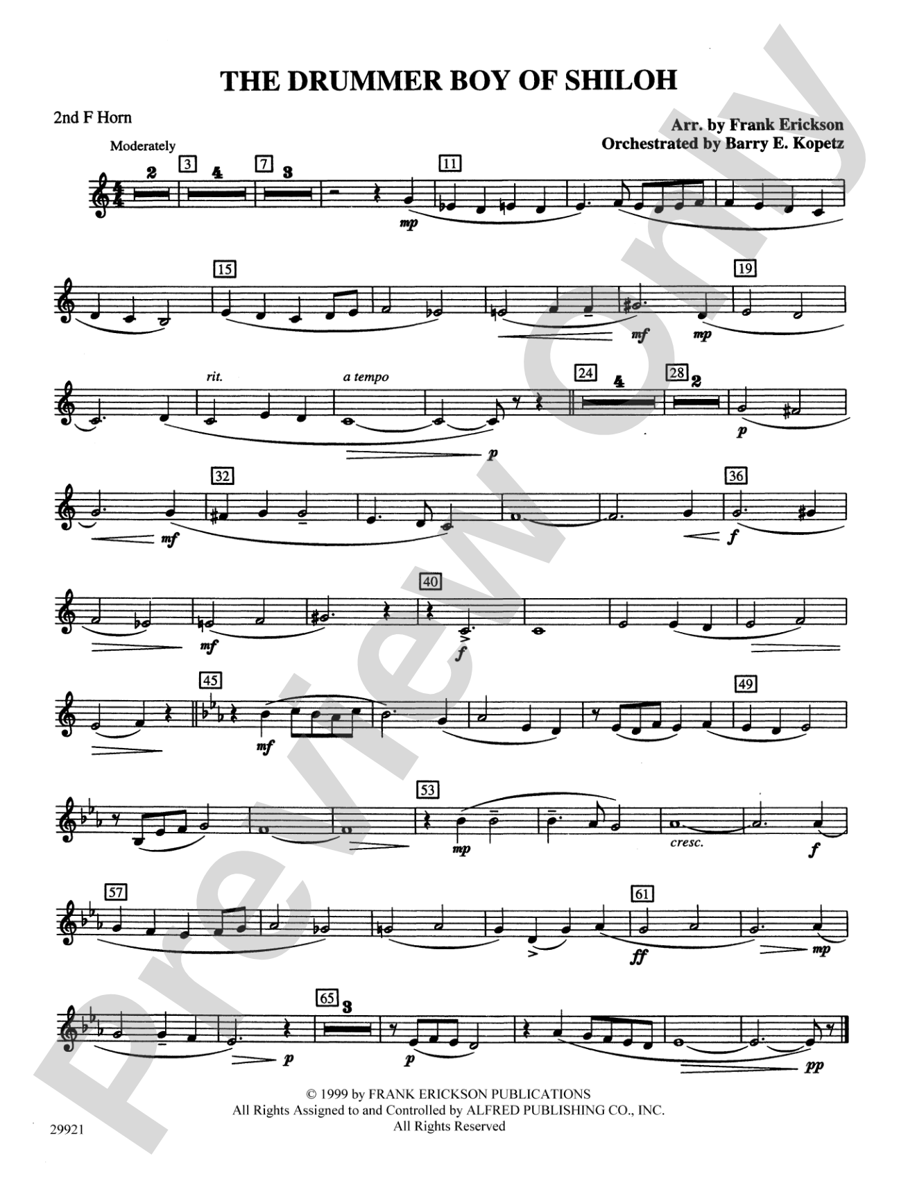 The Drummer Boy of Shiloh: 2nd F Horn