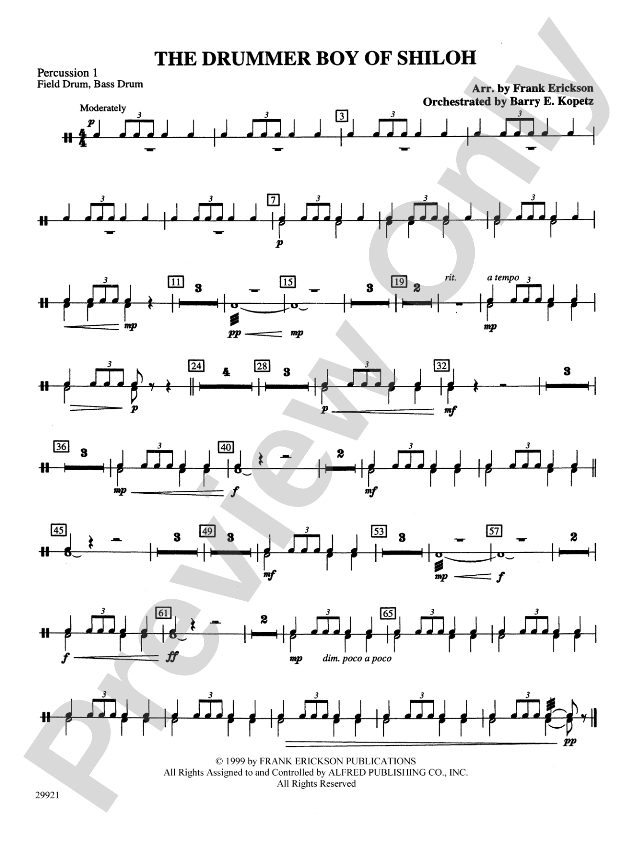The Drummer Boy of Shiloh: 1st Percussion