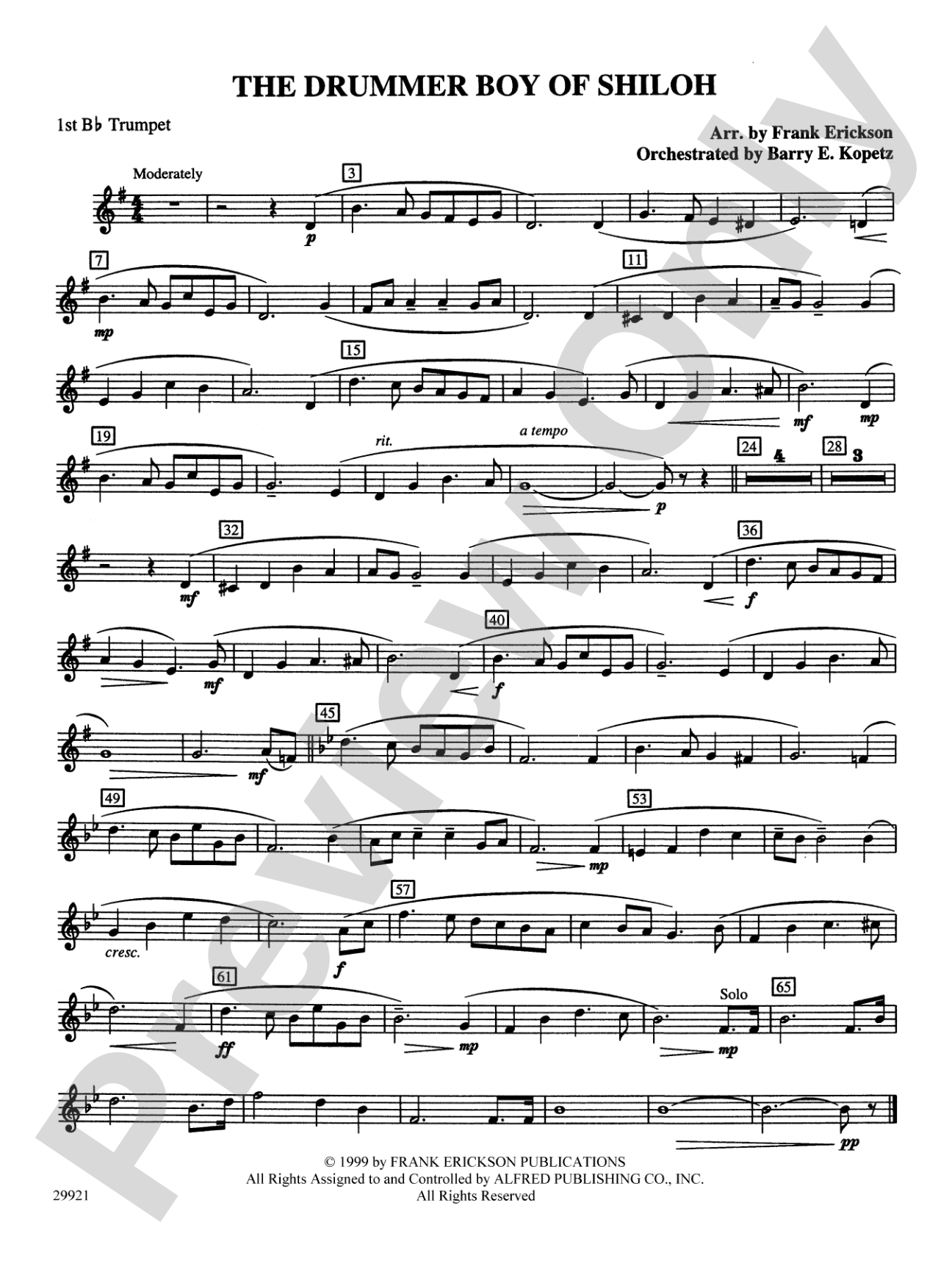 The Drummer Boy of Shiloh: 1st B-flat Trumpet