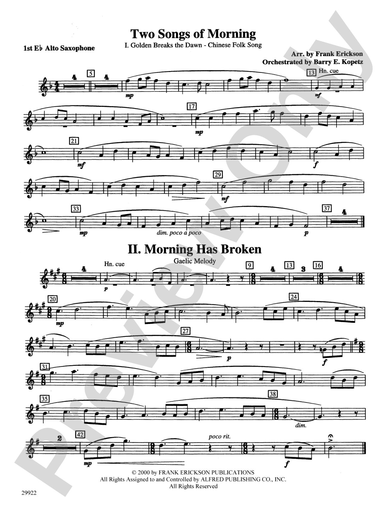 Two Songs of Morning: E-flat Alto Saxophone