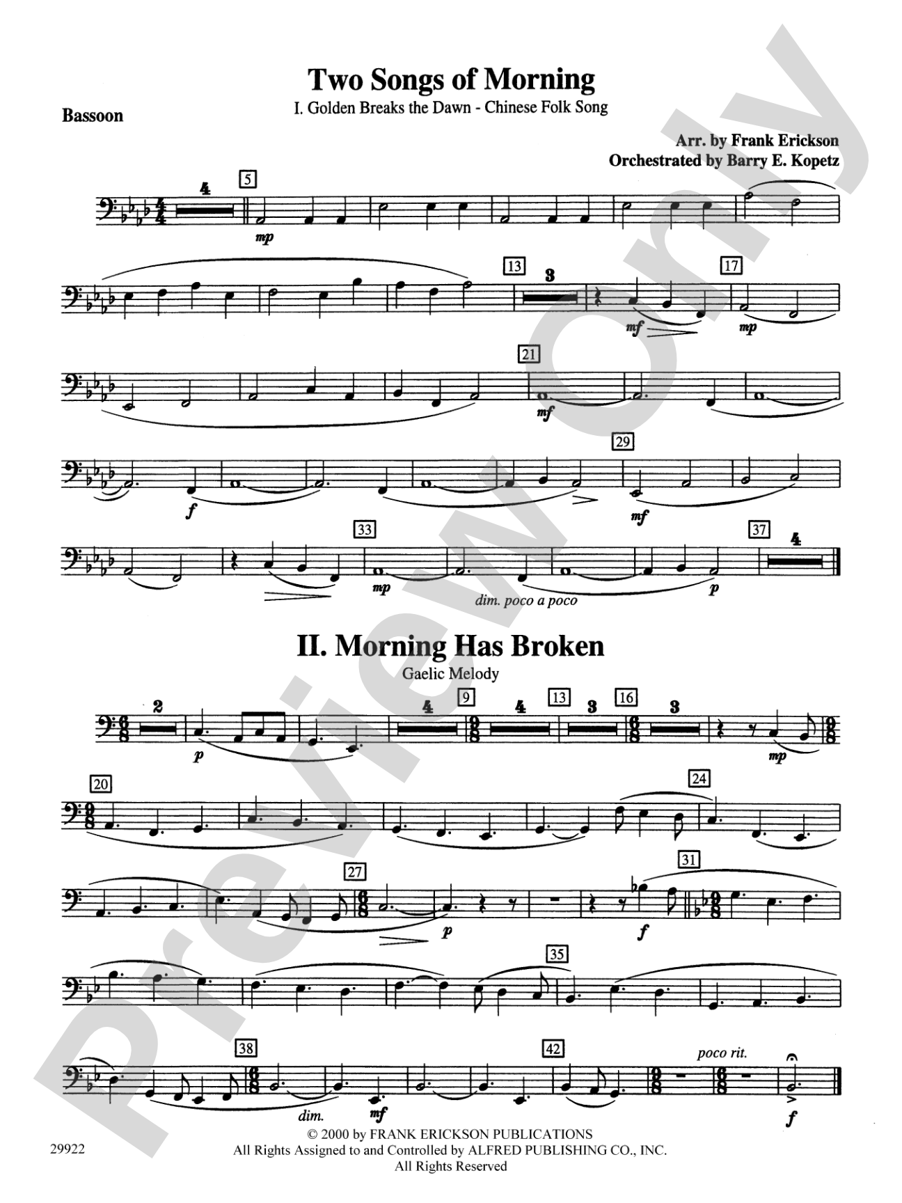 Two Songs of Morning: Bassoon