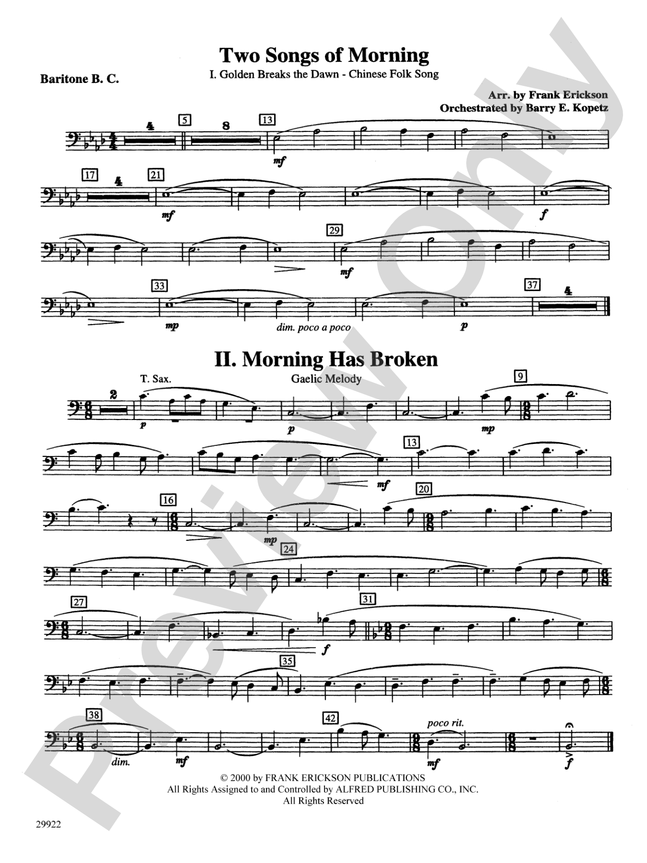 Two Songs of Morning: Baritone B.C.