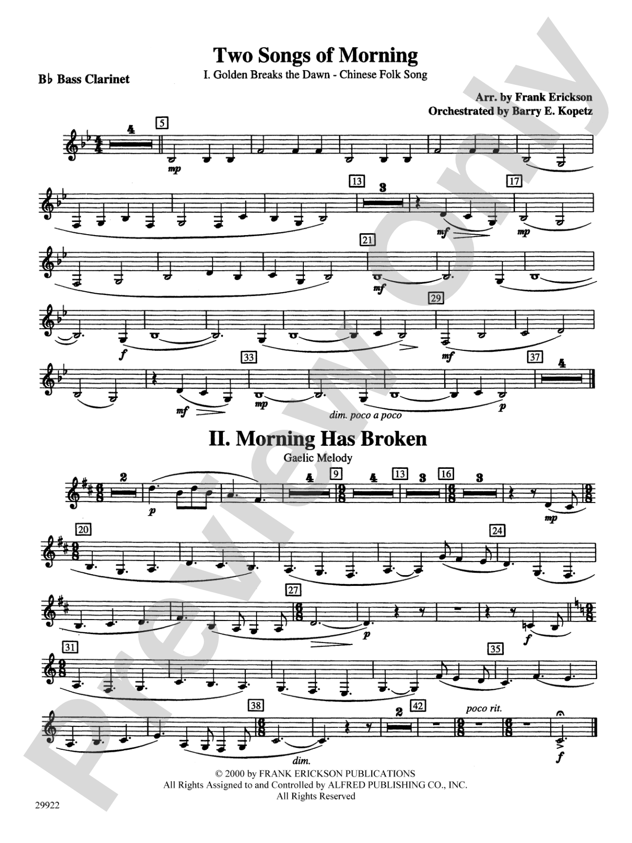 Two Songs of Morning: B-flat Bass Clarinet