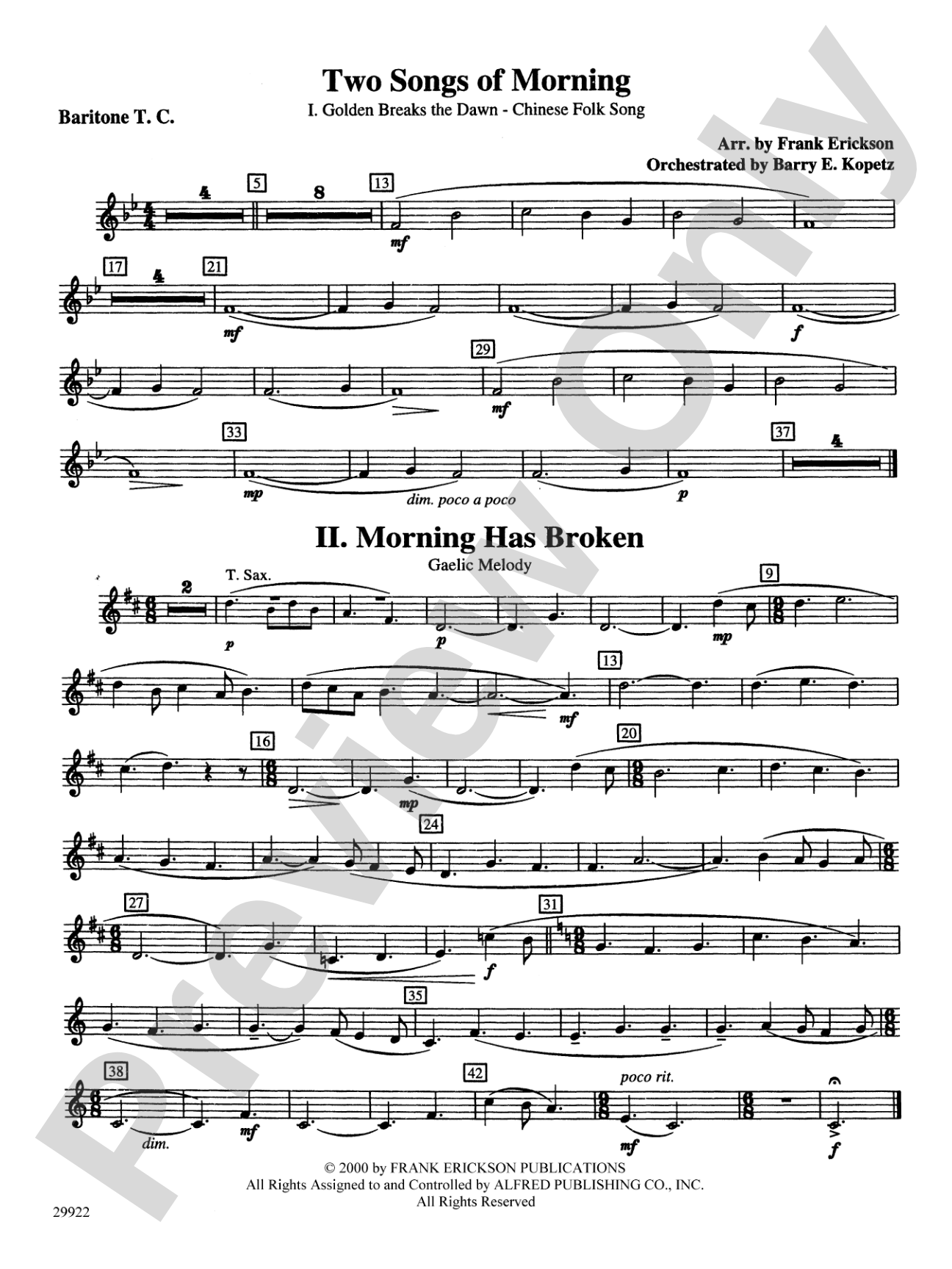 Two Songs of Morning: Baritone T.C.