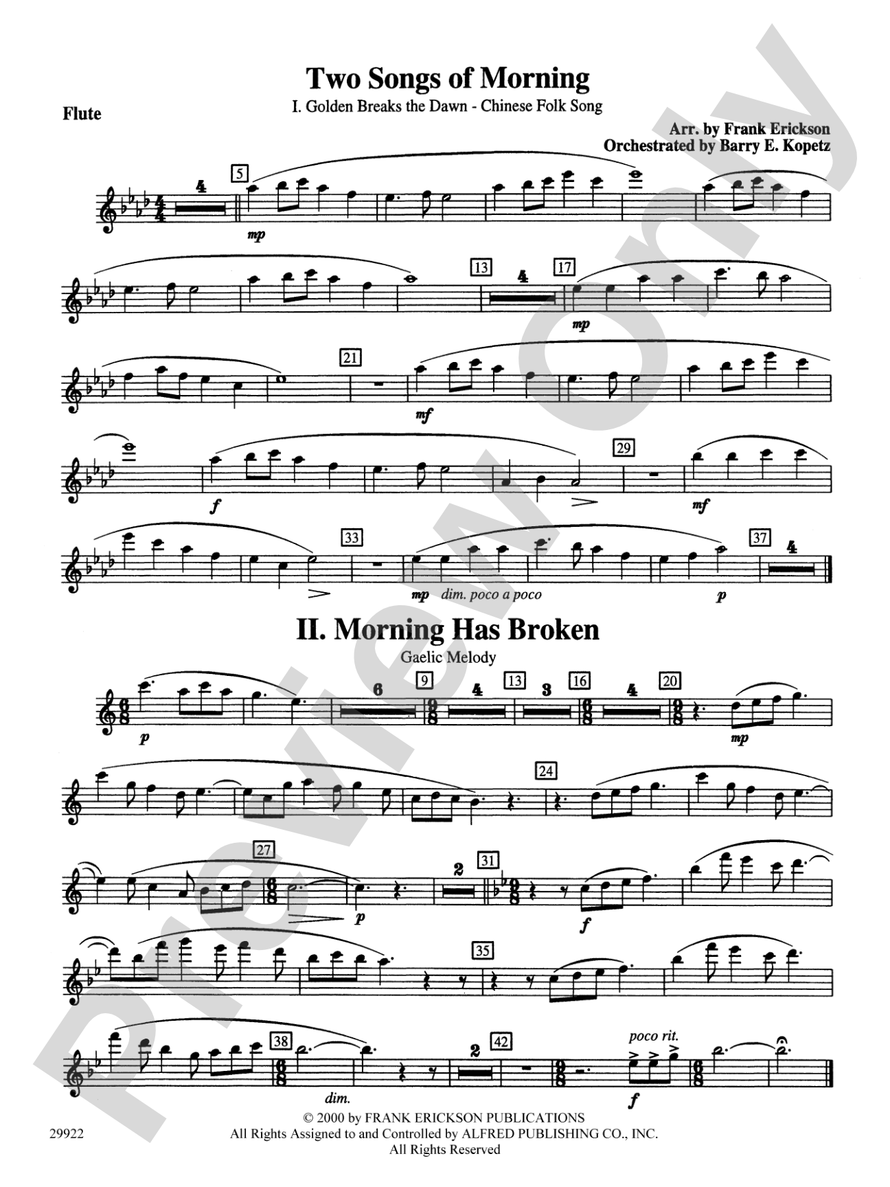 Two Songs of Morning: Flute