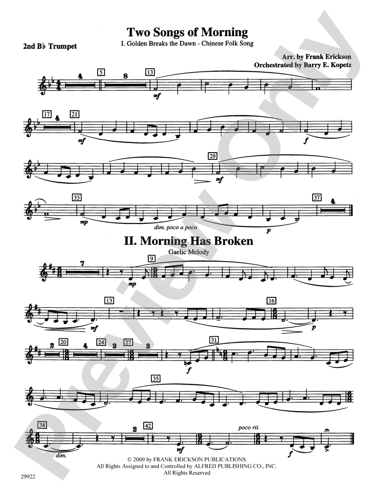 Two Songs of Morning: 2nd B-flat Trumpet