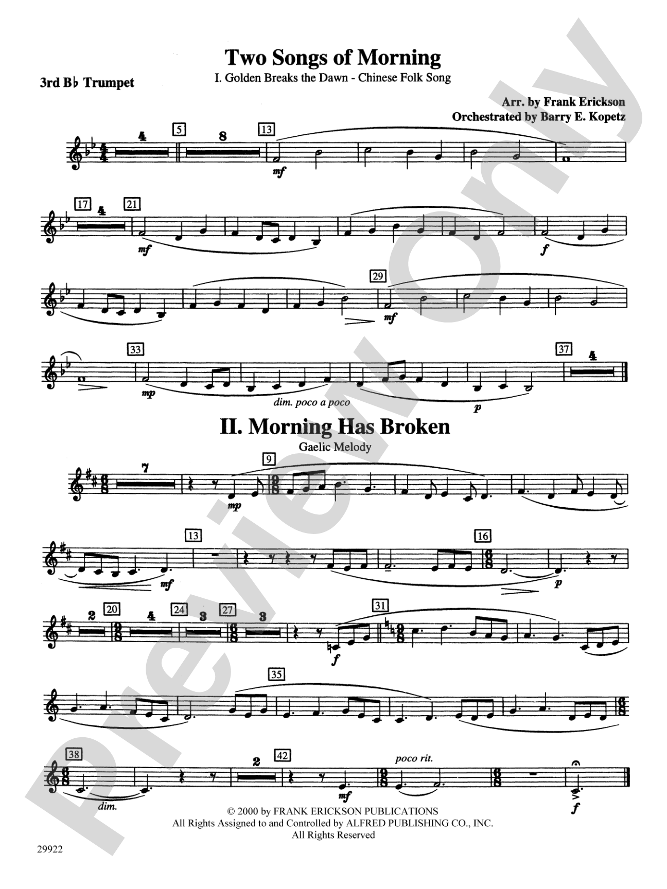 Two Songs of Morning: 3rd B-flat Trumpet