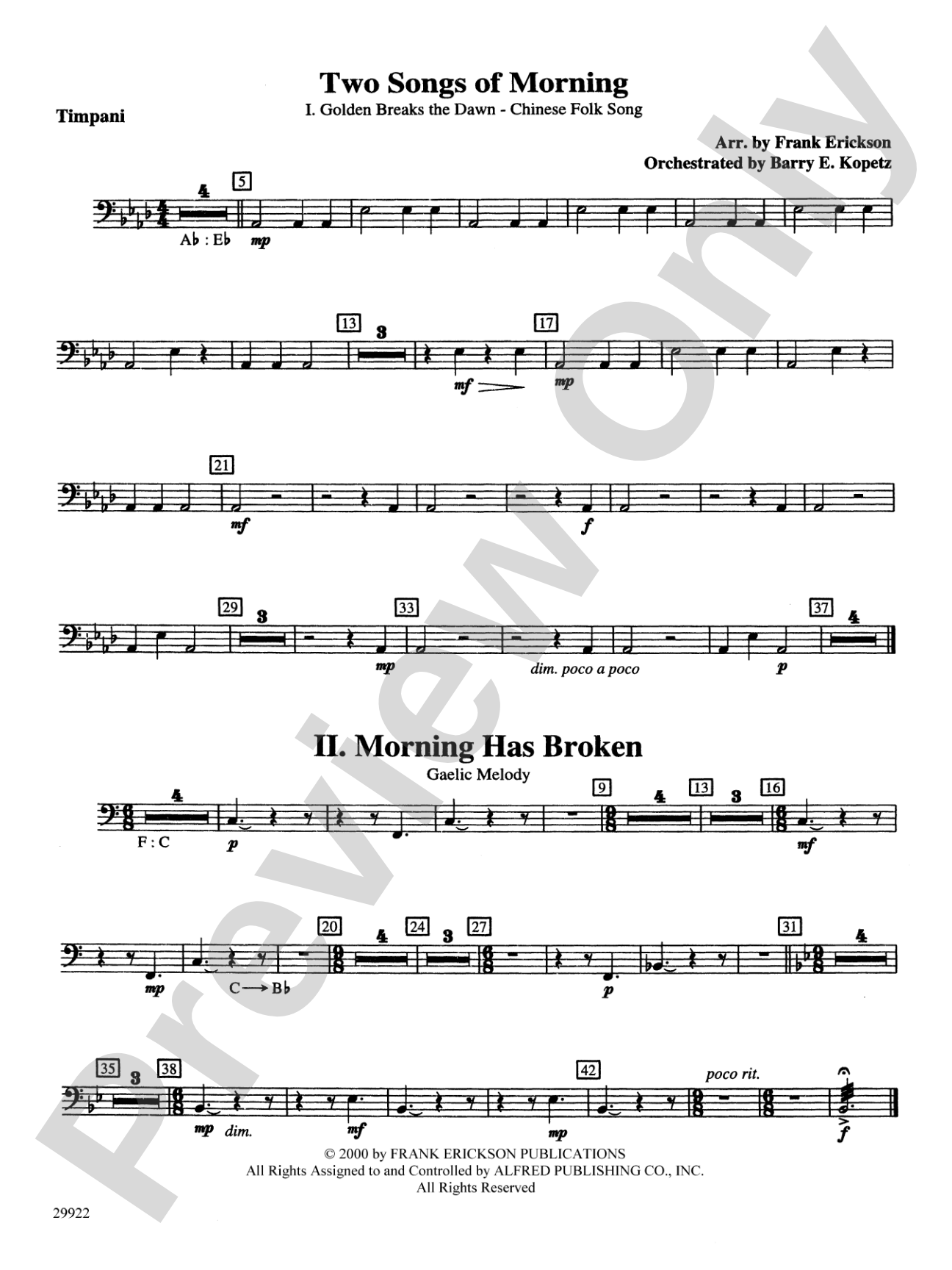 Two Songs of Morning: Timpani