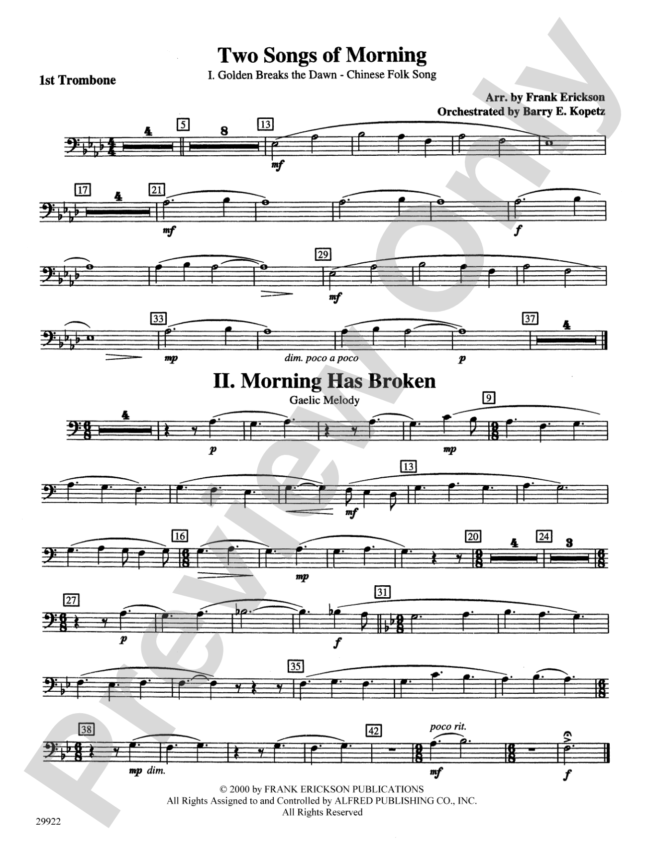 Two Songs of Morning: 1st Trombone