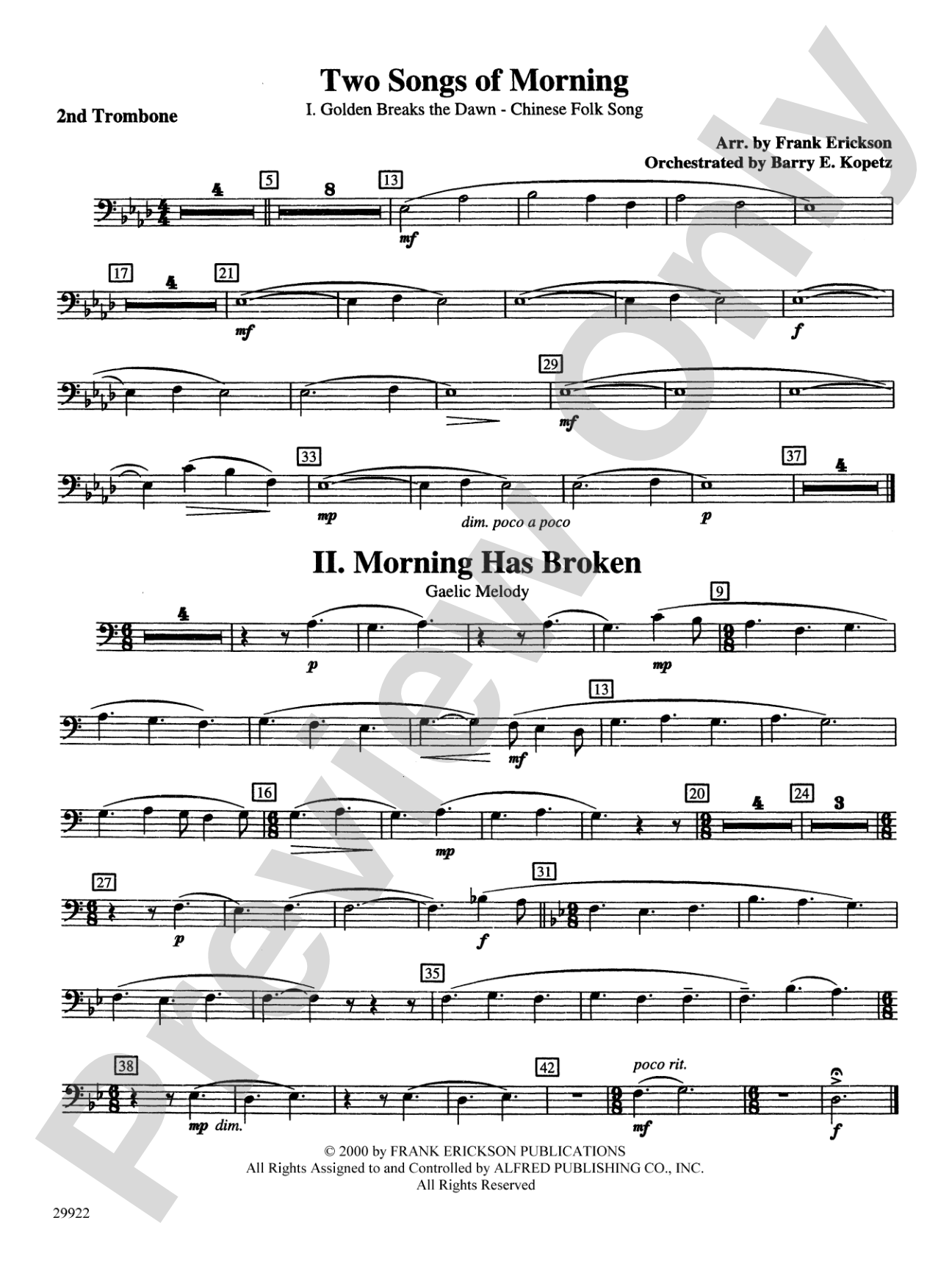 Two Songs of Morning: 2nd Trombone