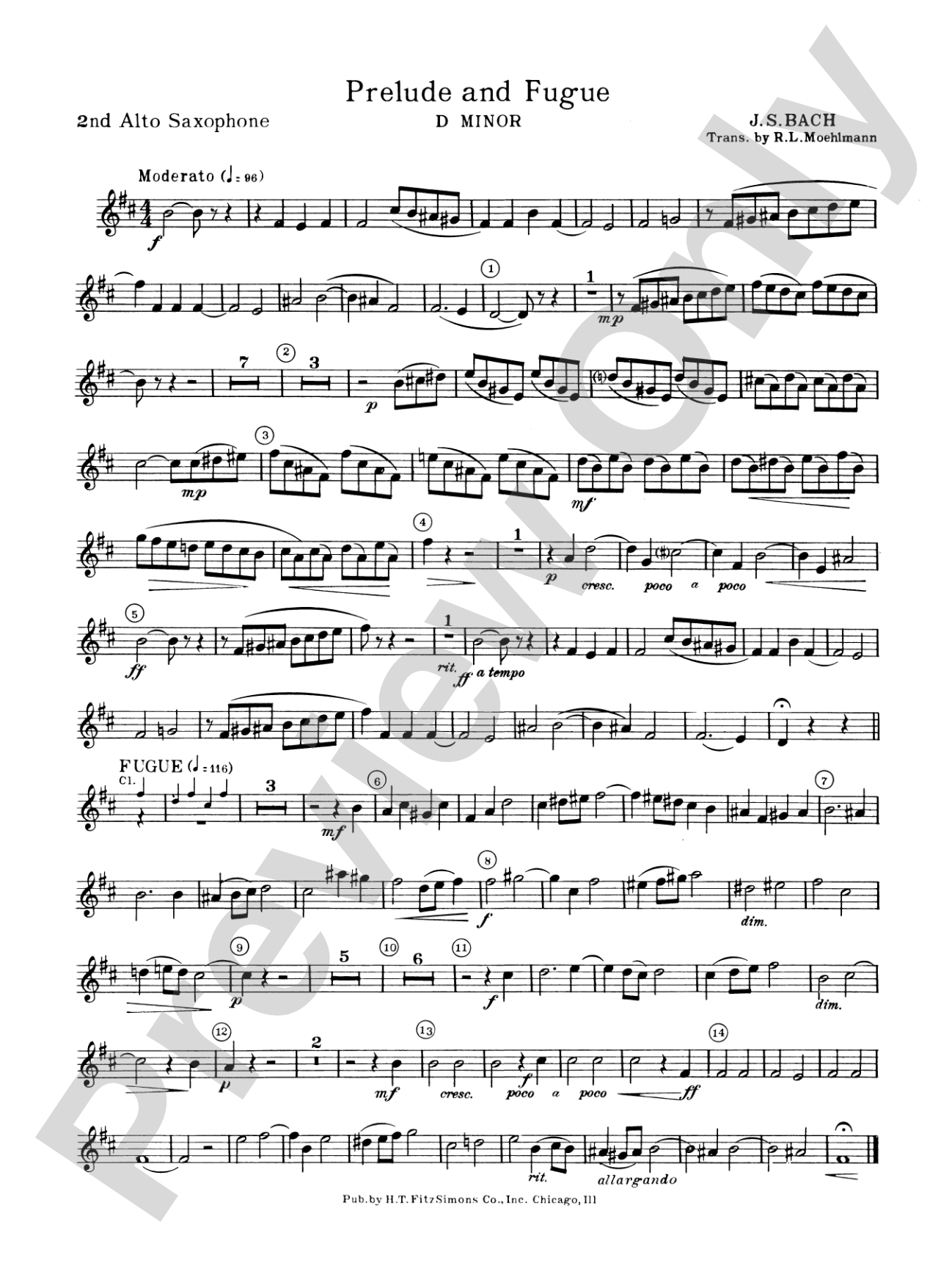 Prelude and Fugue in D minor: 2nd E-flat Alto Saxophone