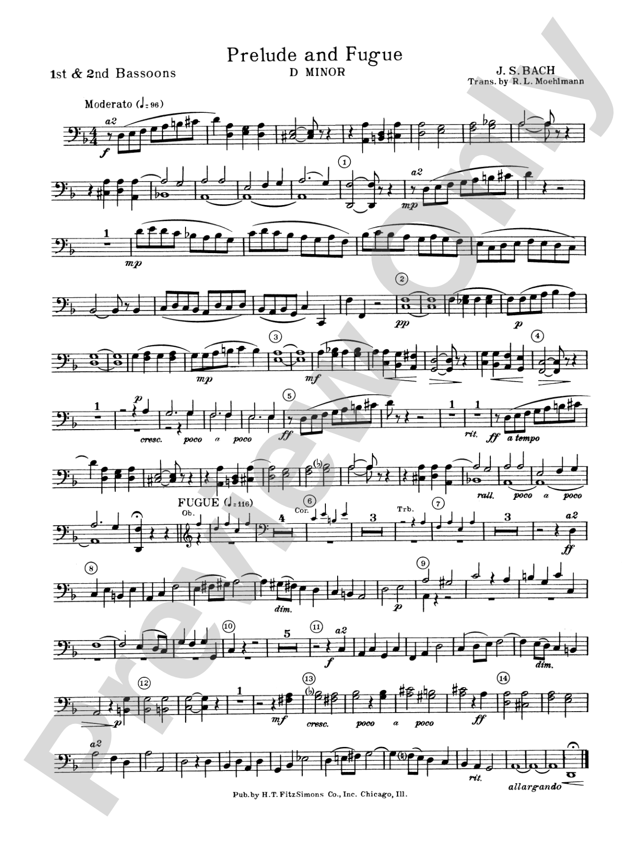 Prelude and Fugue in D minor: 1st & 2nd Bassoon