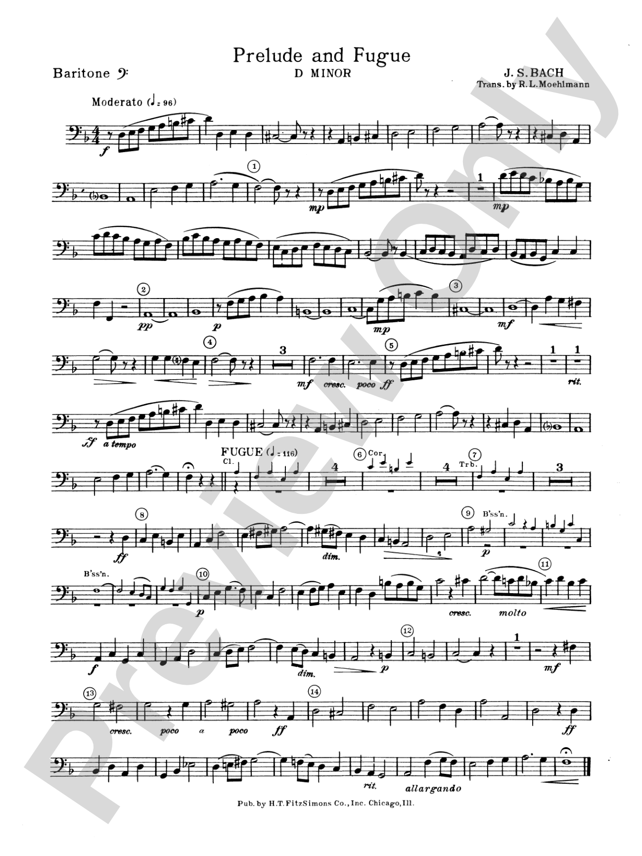 Prelude and Fugue in D minor: Baritone B.C.