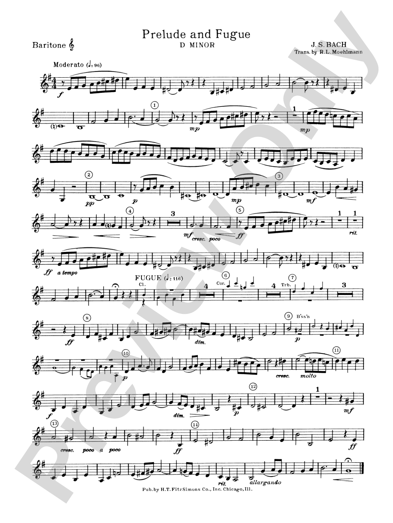 Prelude and Fugue in D minor: Baritone T.C.