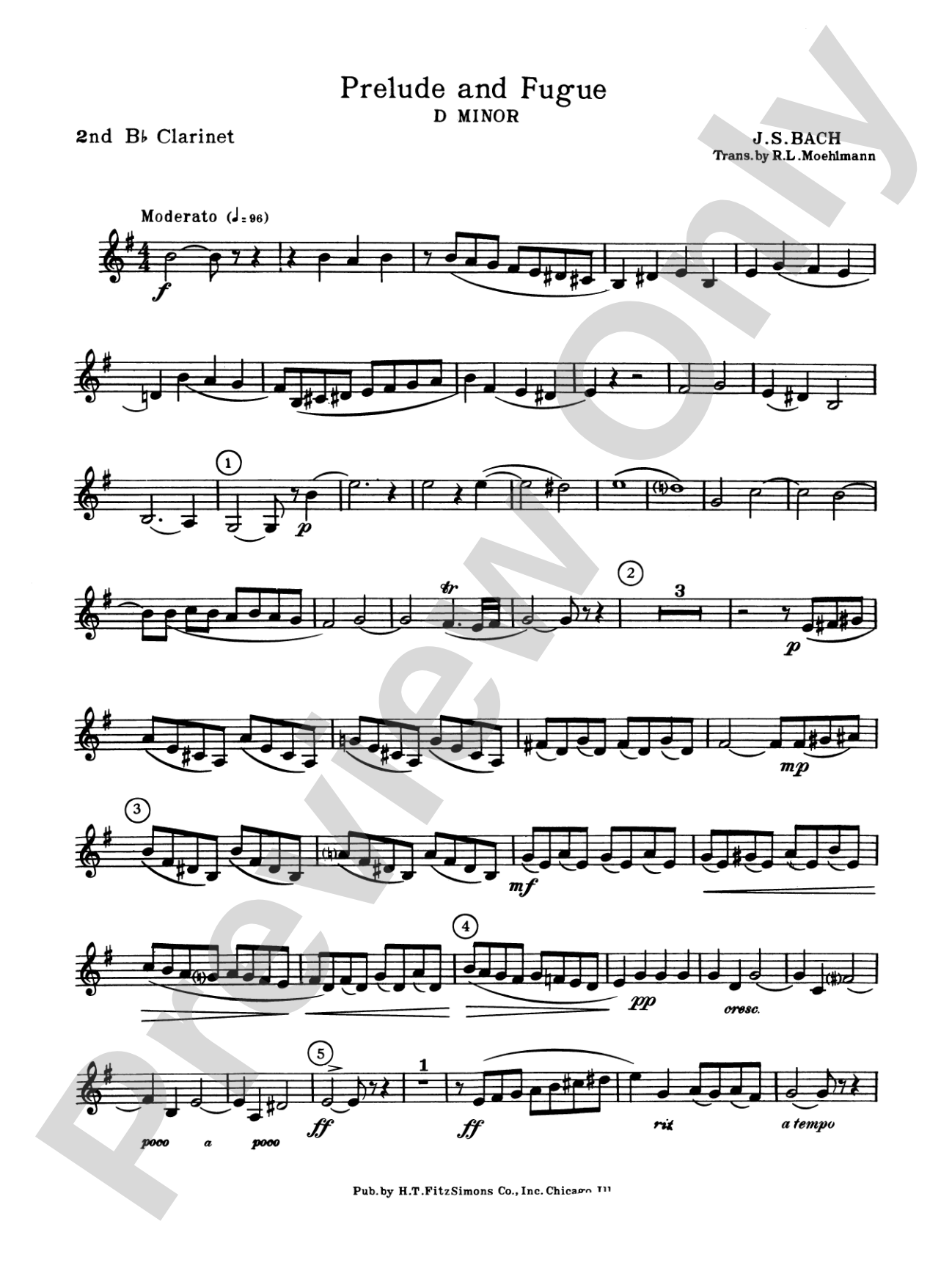 Prelude and Fugue in D minor: 2nd B-flat Clarinet