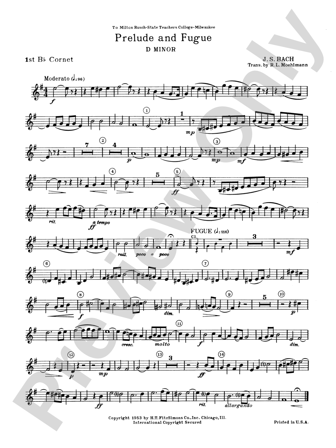 Prelude and Fugue in D minor: 1st B-flat Cornet