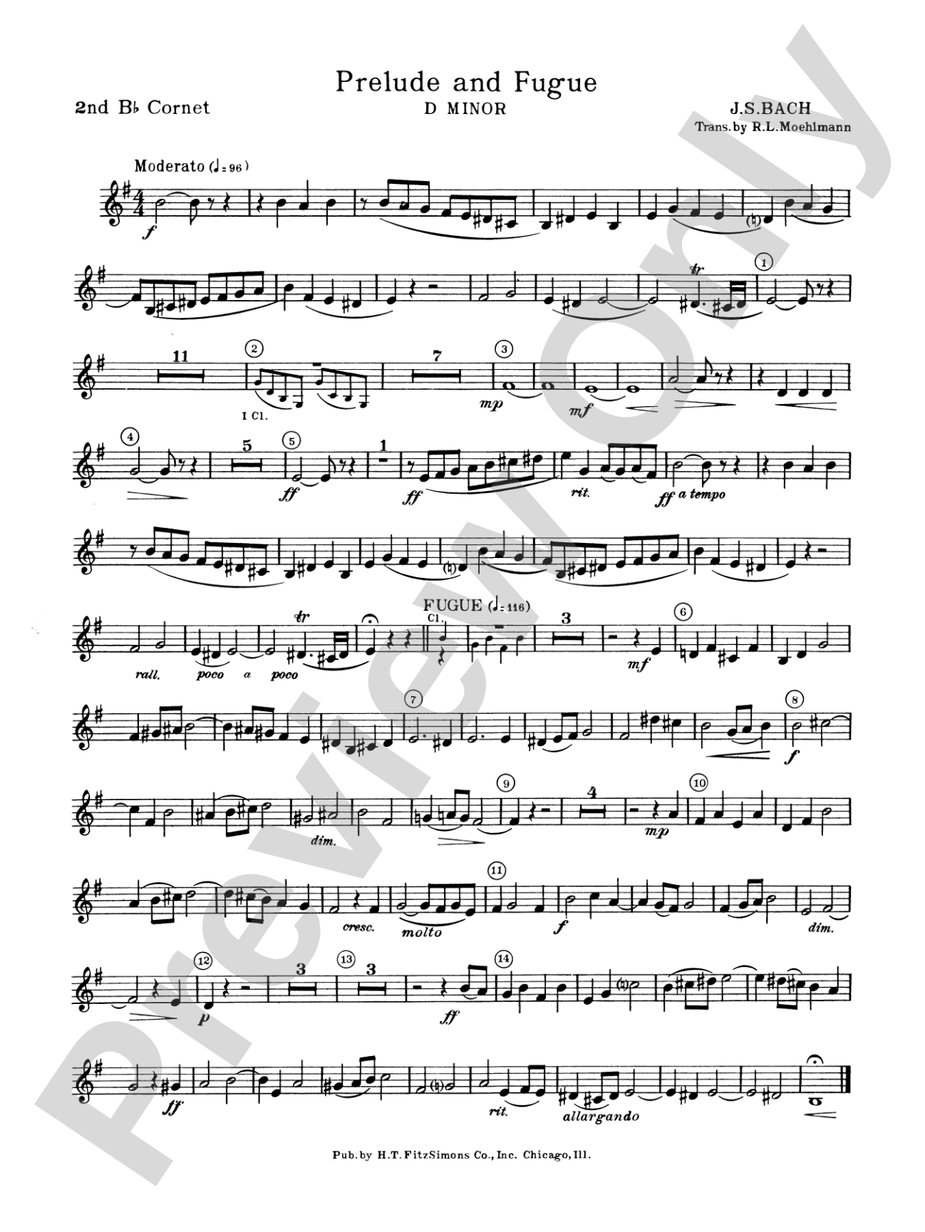 Prelude and Fugue in D minor: 2nd B-flat Cornet
