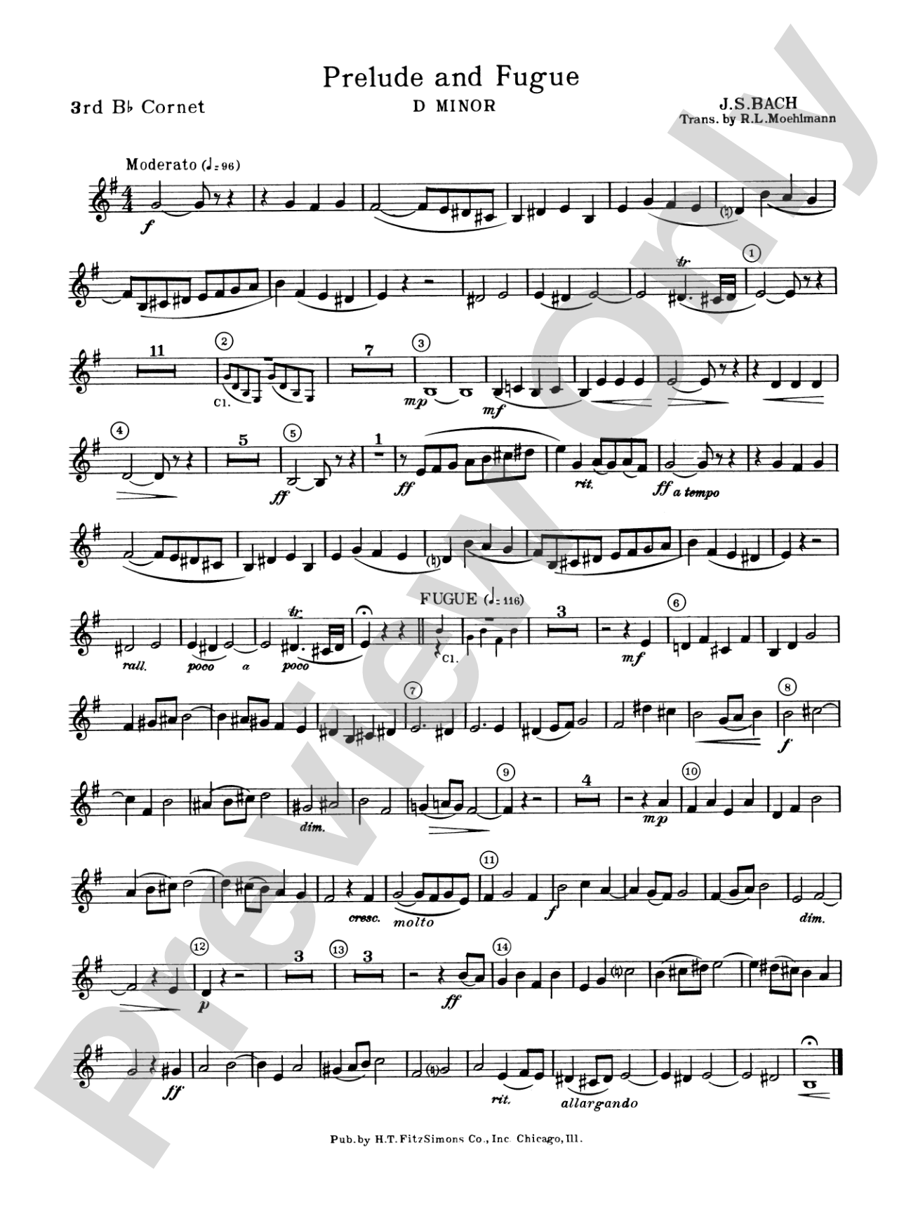 Prelude and Fugue in D minor: 3rd B-flat Cornet