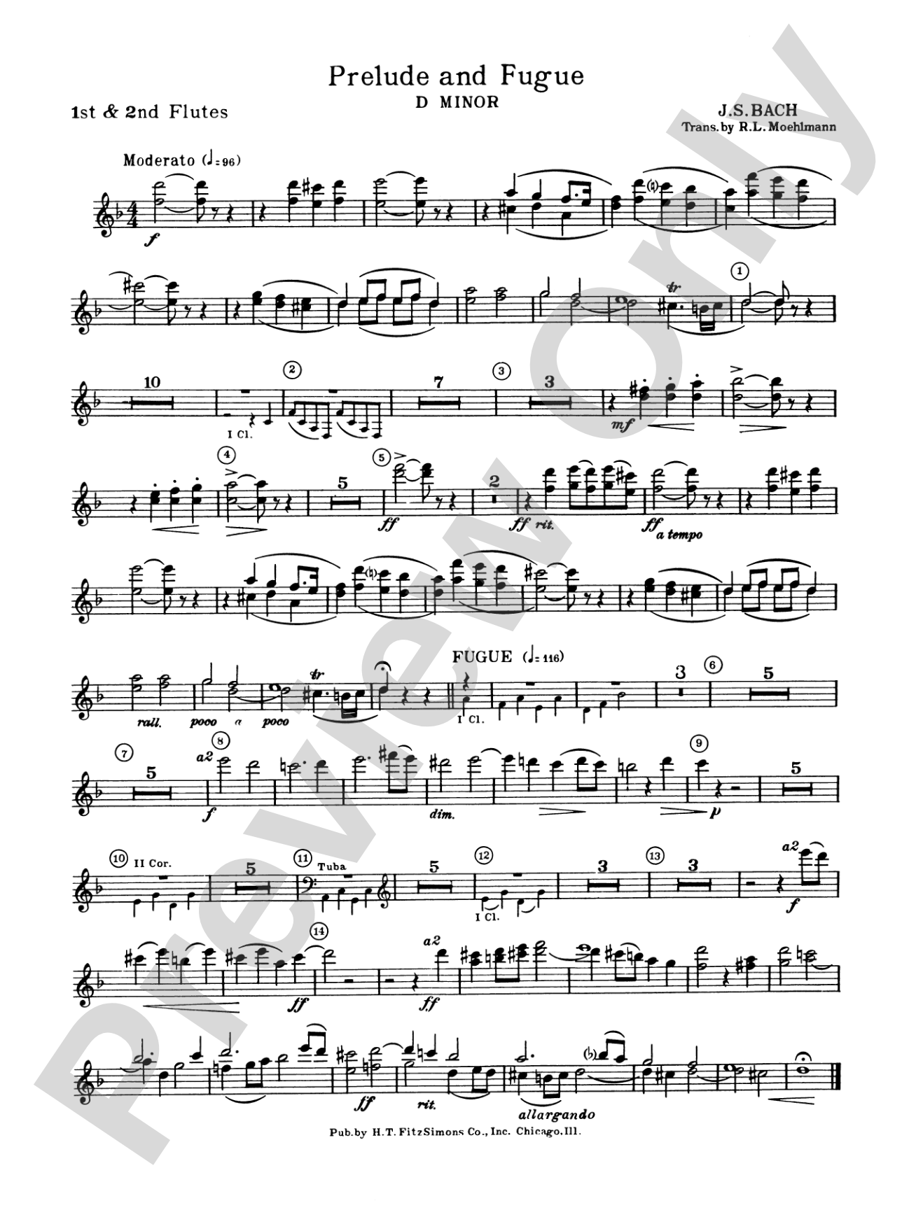 Prelude and Fugue in D minor: 1st & 2nd Flute