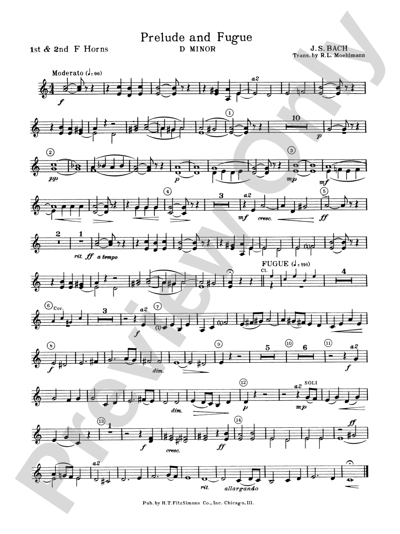 Prelude and Fugue in D minor: 1st & 2nd F Horns
