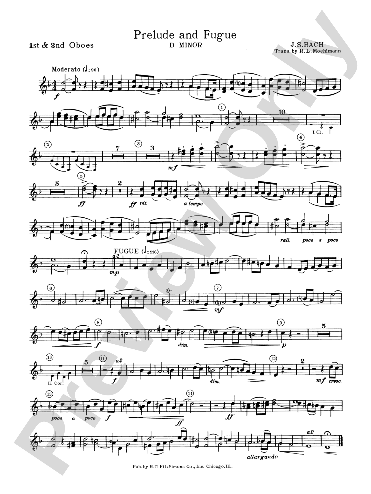 Prelude and Fugue in D minor: 1st & 2nd Oboe