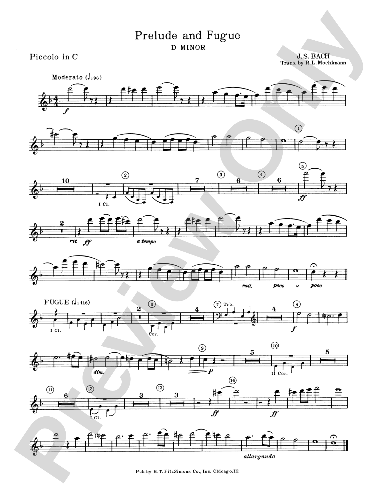 Prelude and Fugue in D minor: Piccolo