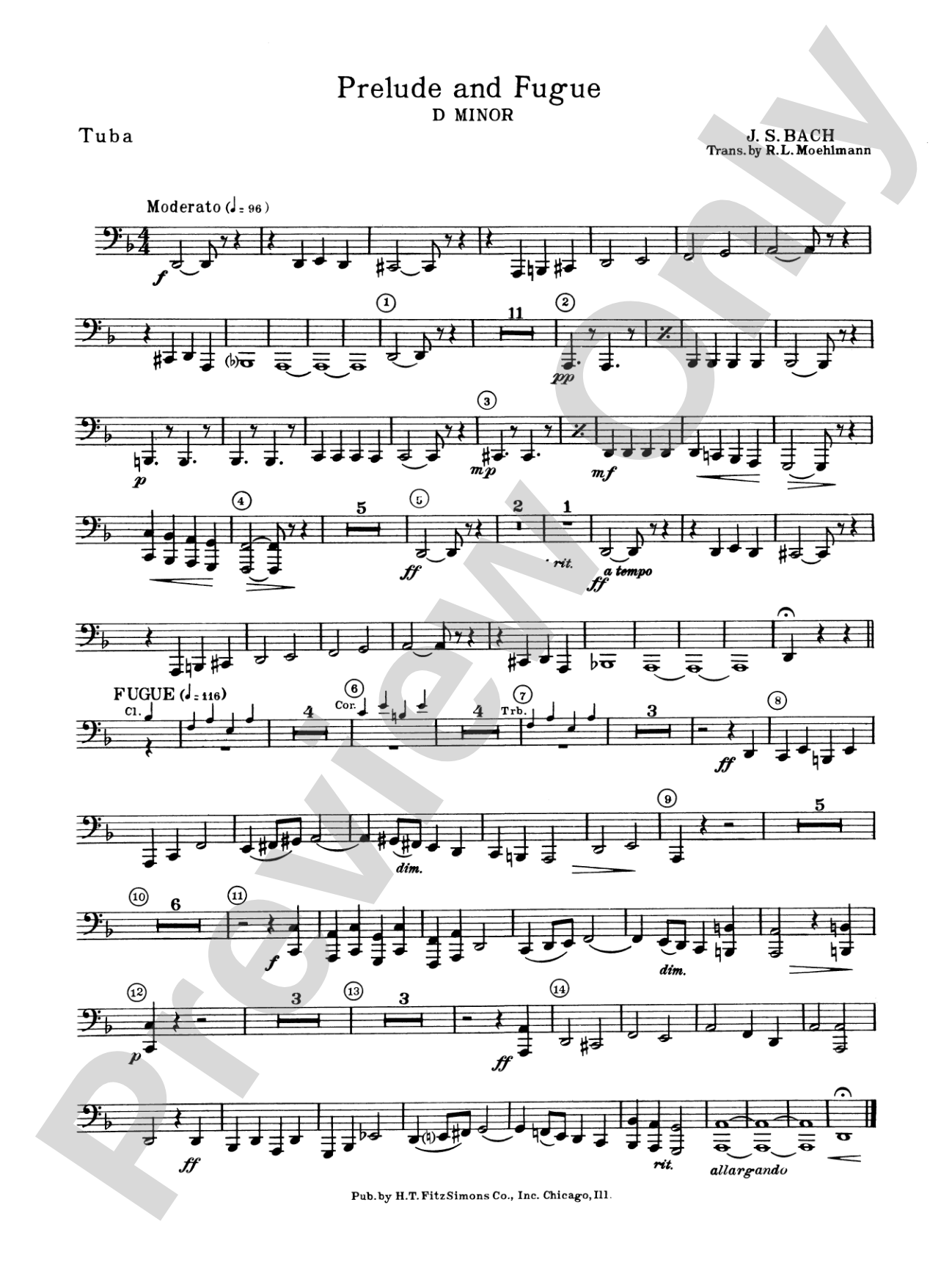 Prelude and Fugue in D minor: Tuba