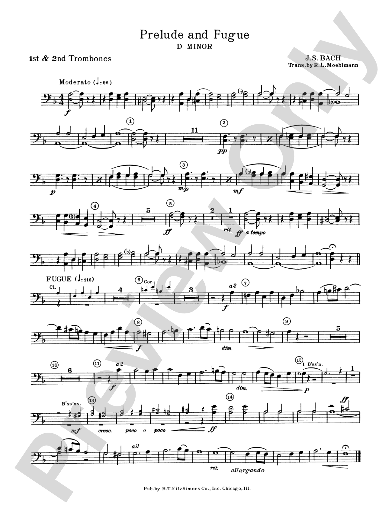 Prelude and Fugue in D minor: 1st & 2nd Trombones