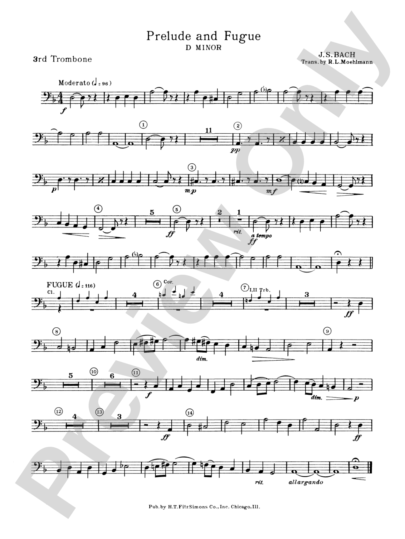 Prelude and Fugue in D minor: 3rd Trombone