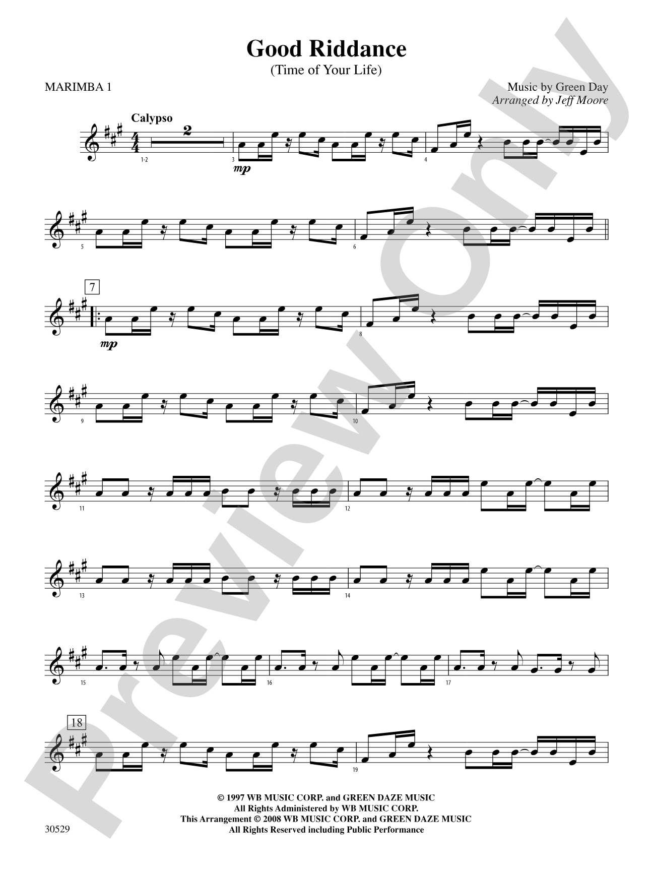 Good Riddance (Time of Your Life): 1st Percussion