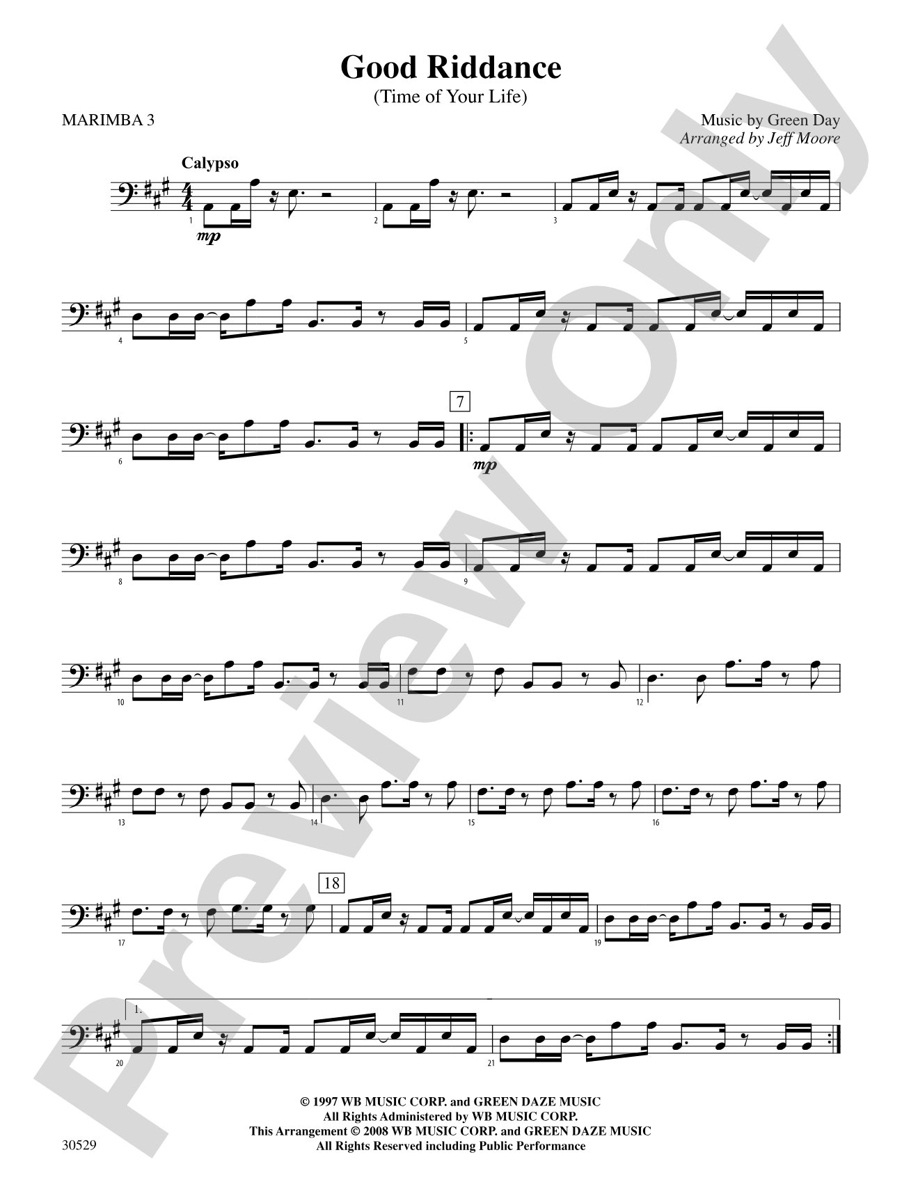 Good Riddance (Time of Your Life): 3rd Percussion