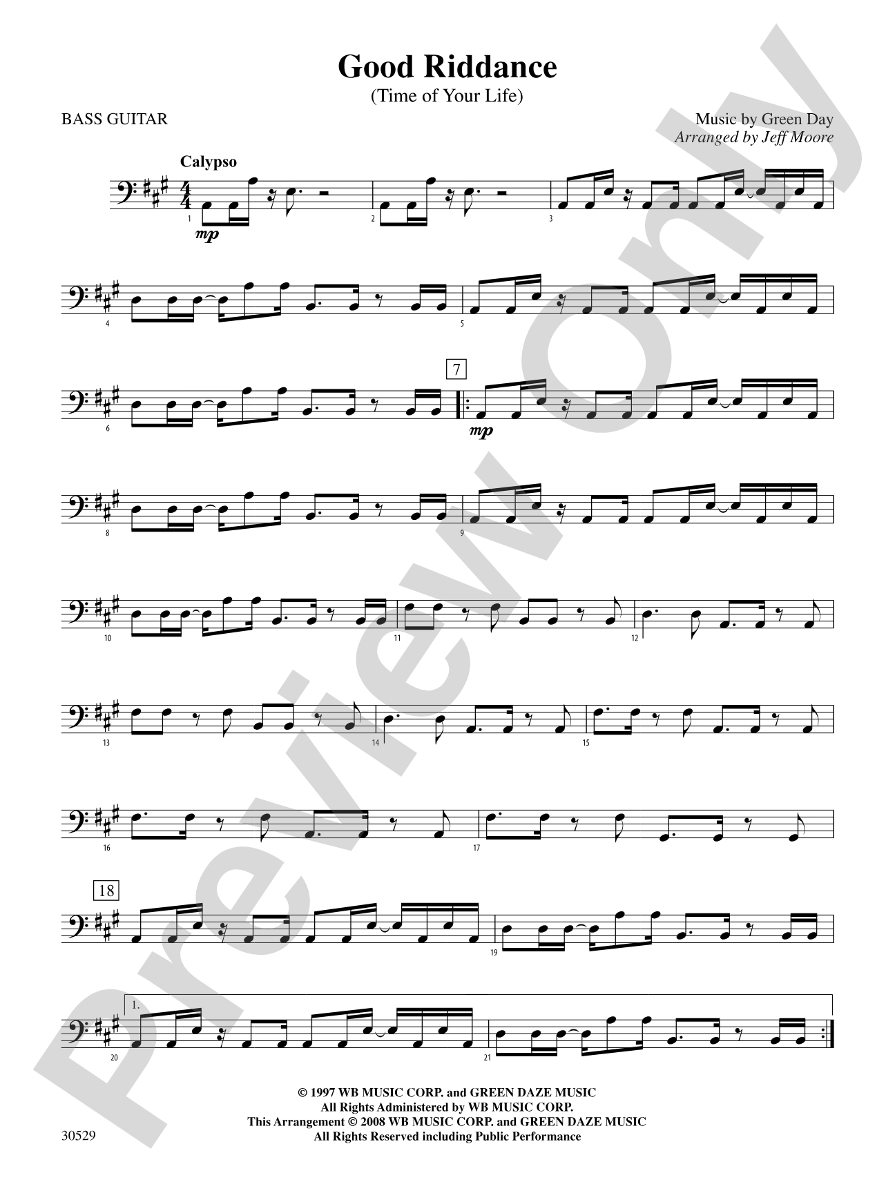 Good Riddance (Time of Your Life): String Bass