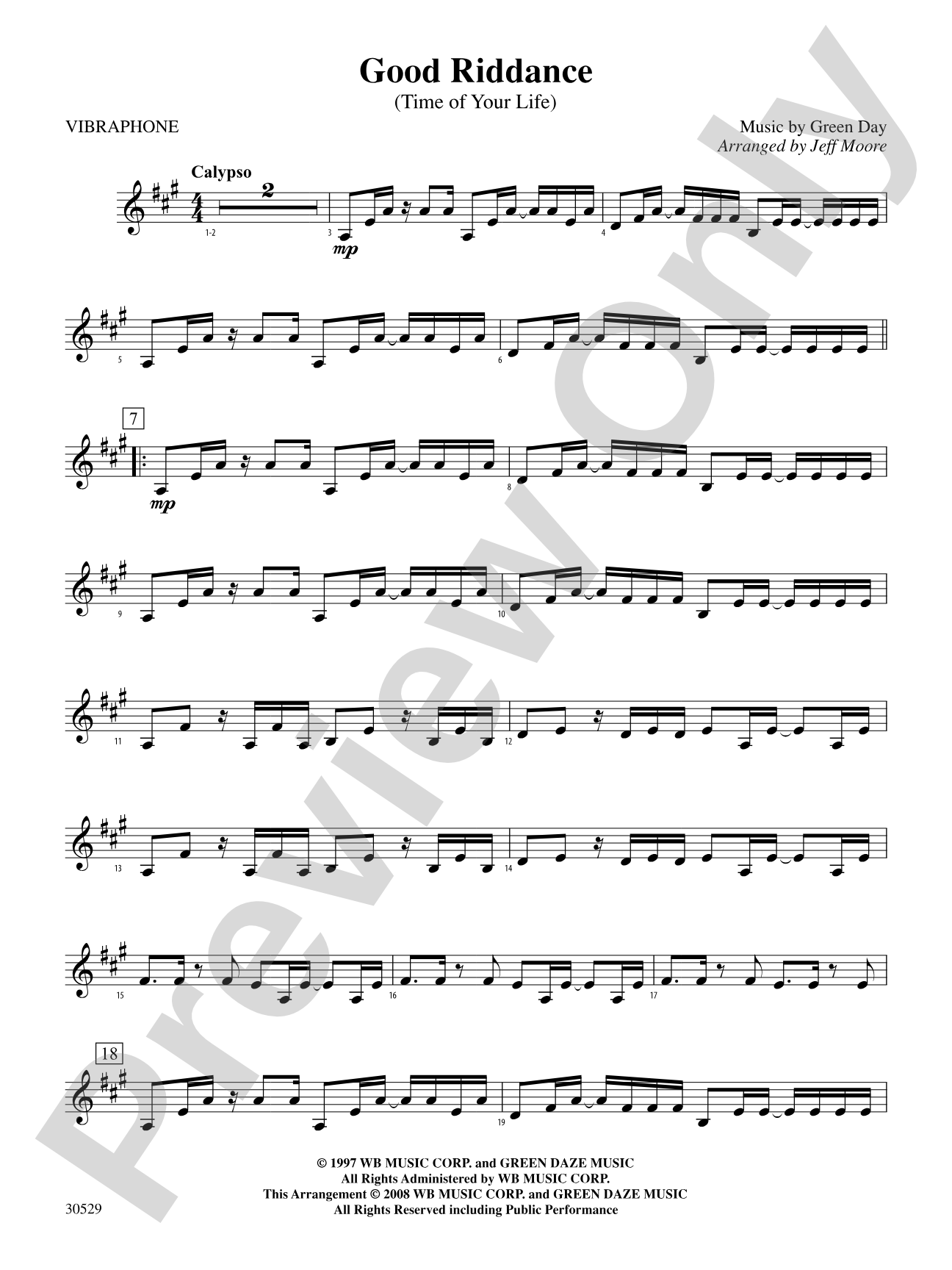 Good Riddance (Time of Your Life): Vibraphone