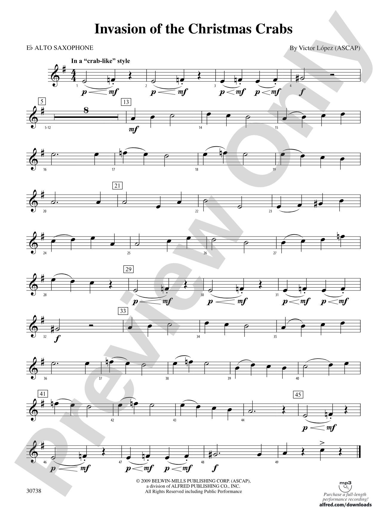 Invasion of the Christmas Crabs: E-flat Alto Saxophone