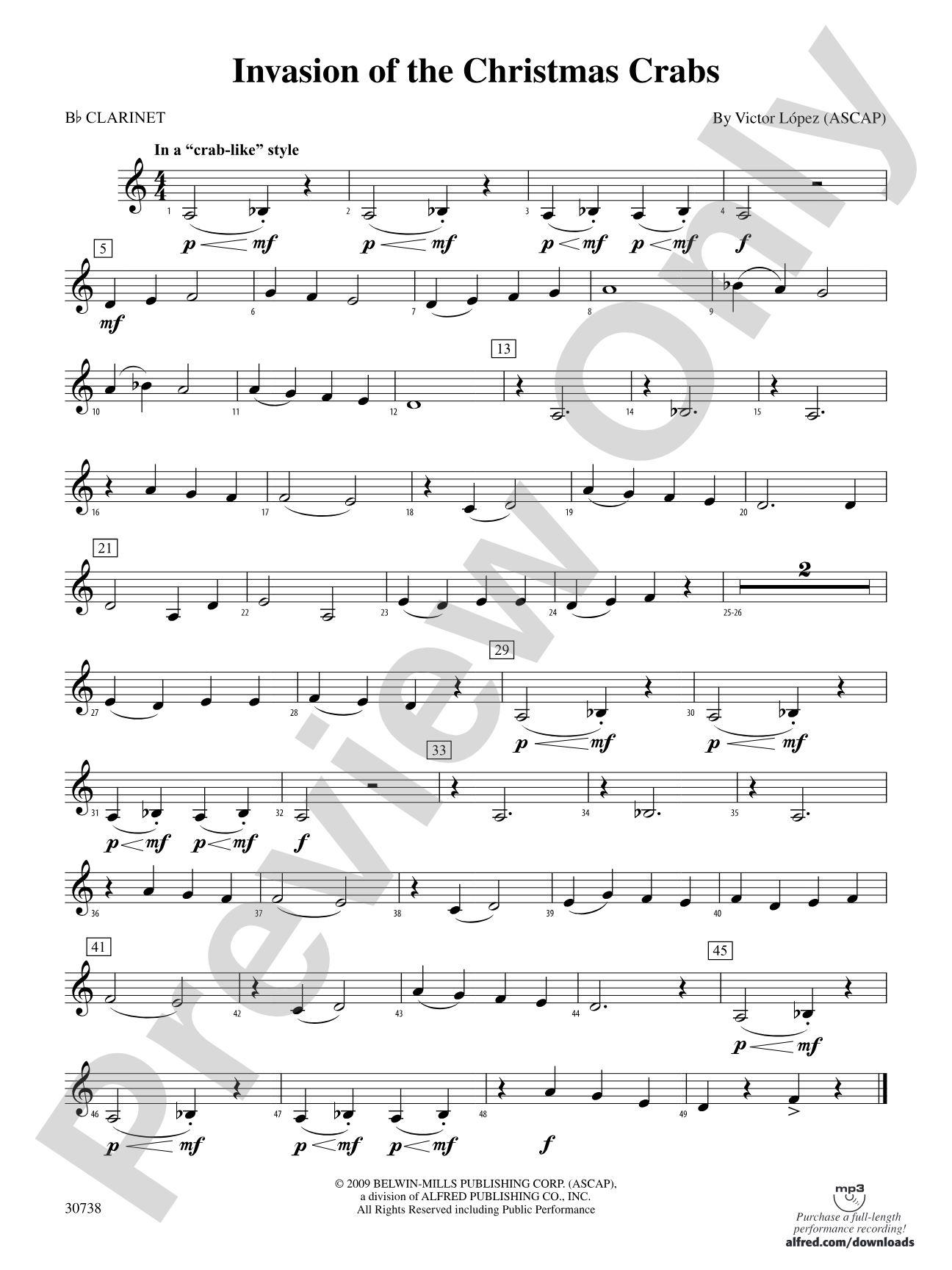 Invasion of the Christmas Crabs: 1st B-flat Clarinet