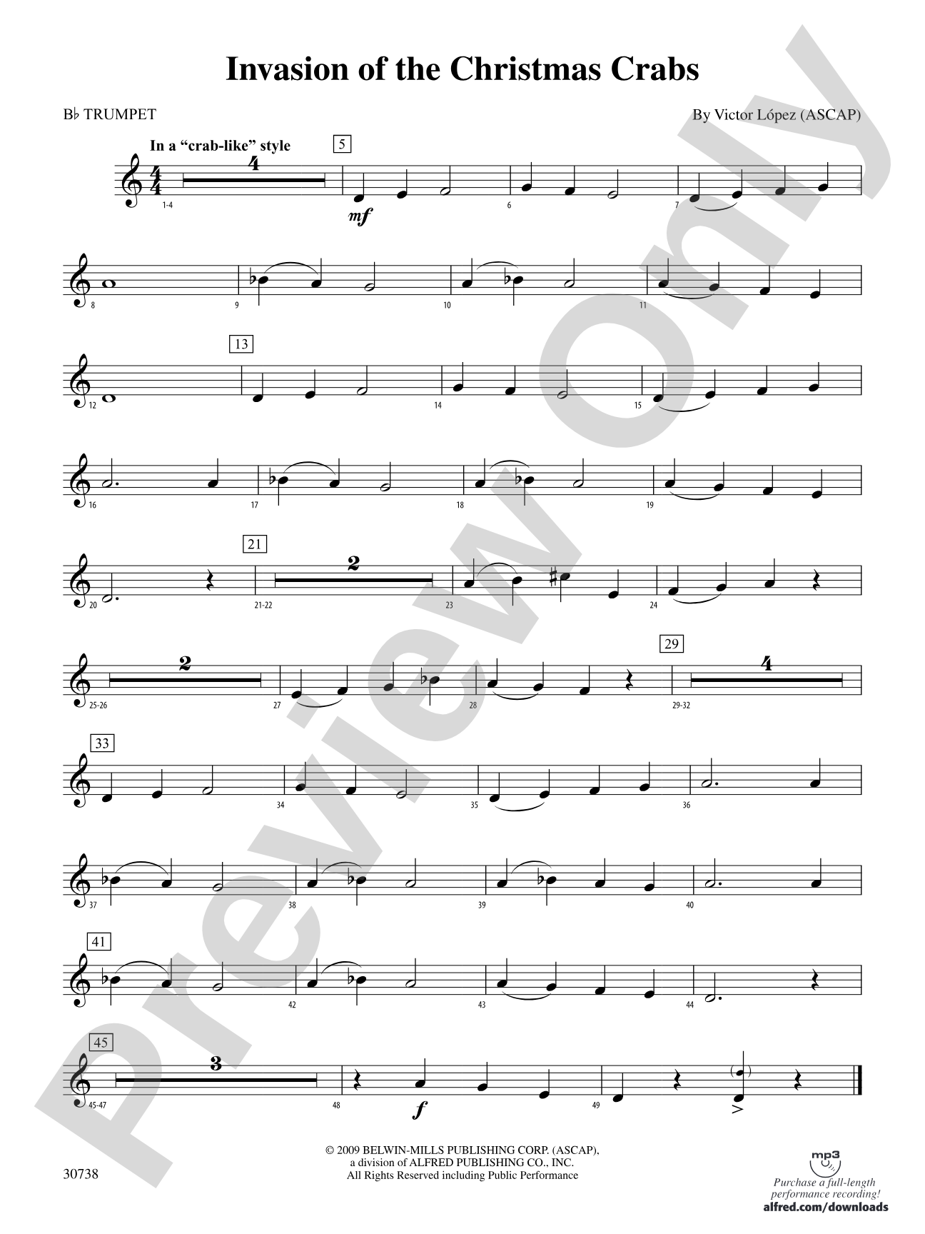 Invasion of the Christmas Crabs: 1st B-flat Trumpet