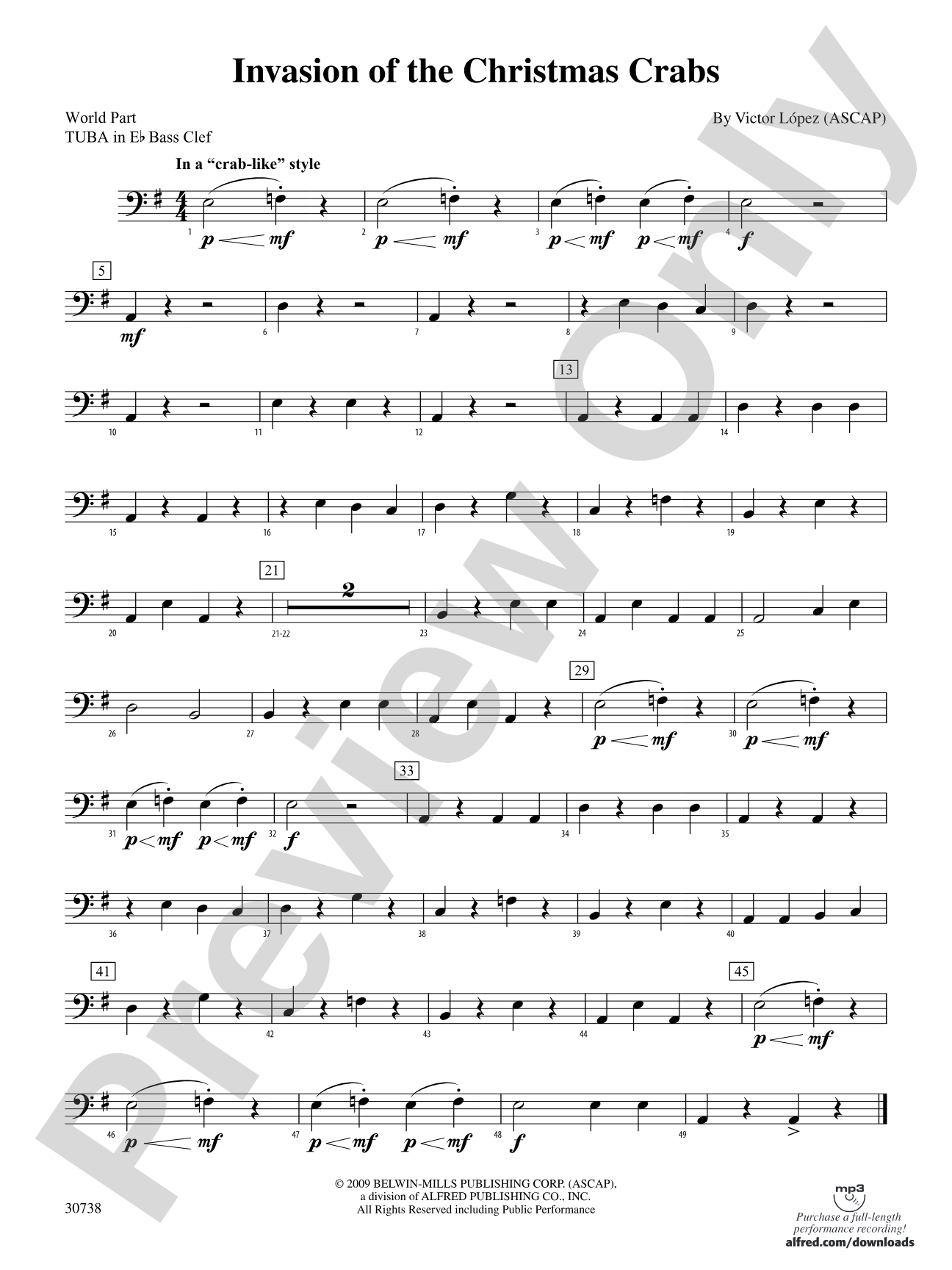 Invasion of the Christmas Crabs: (wp) E-flat Tuba B.C.